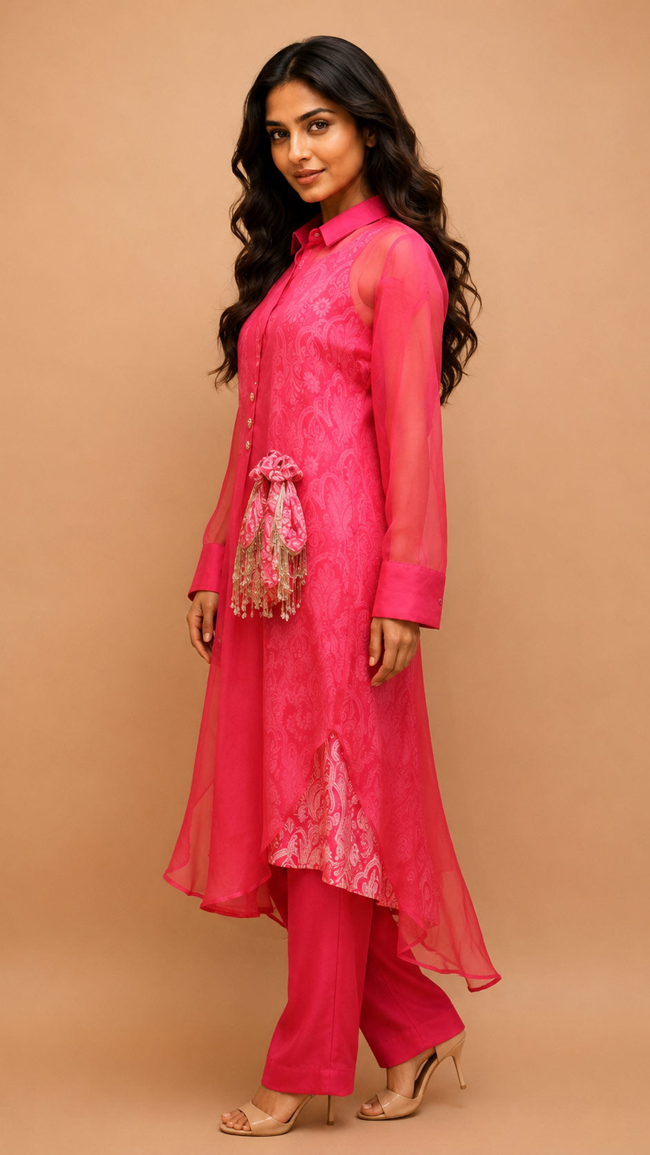 Kurta with pant (2 piece set with printed inner an Accessories) for traditional wear