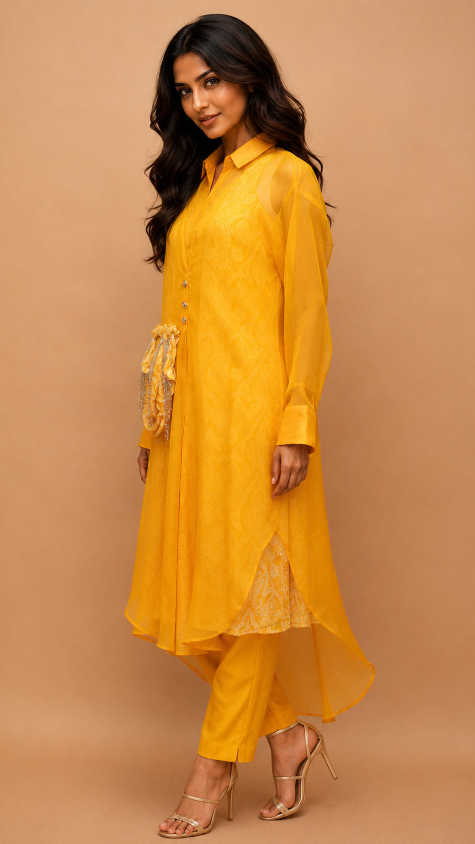 Kurta with pant (2 piece set with printed inner an Accessories) for traditional wear