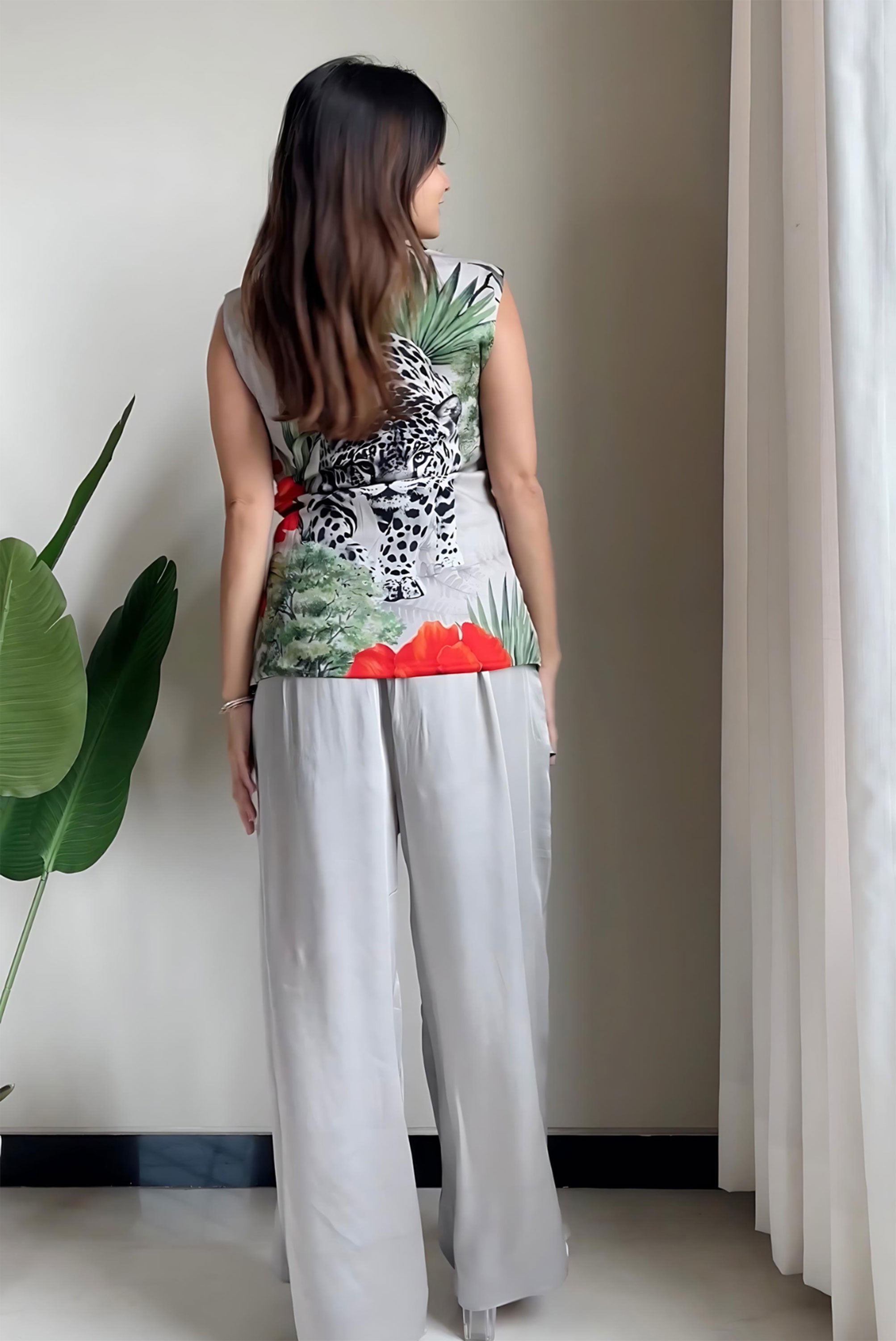 Digital Print With Sequence Highlight Waistcoat and Pant