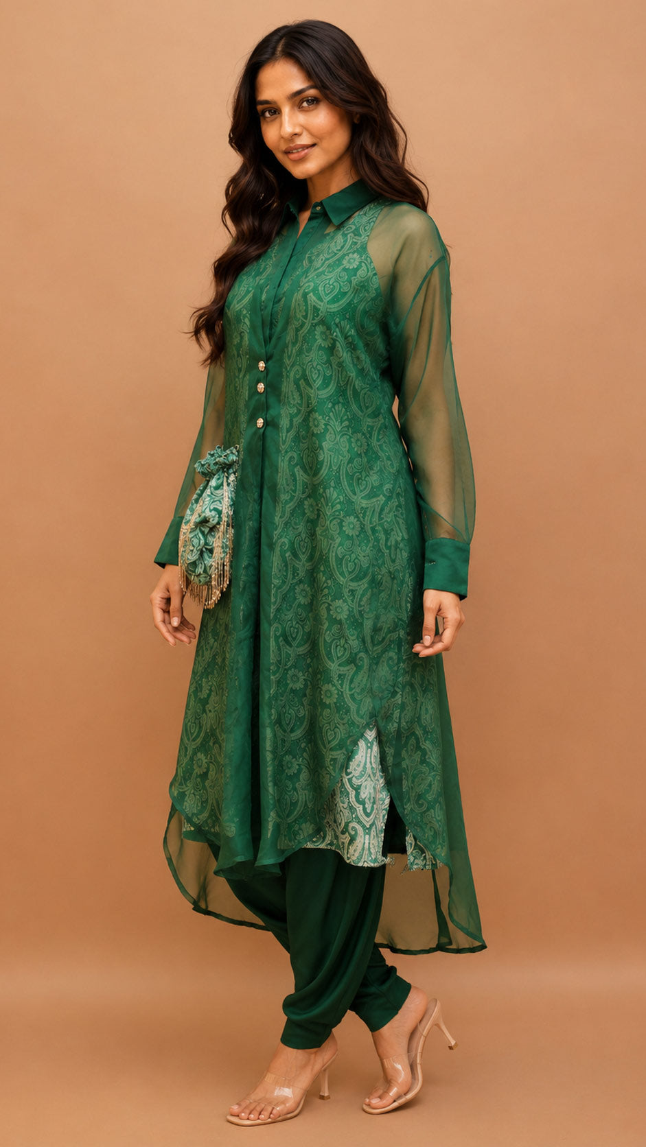 Kurta with pant (2 piece set with printed inner an Accessories) for traditional wear