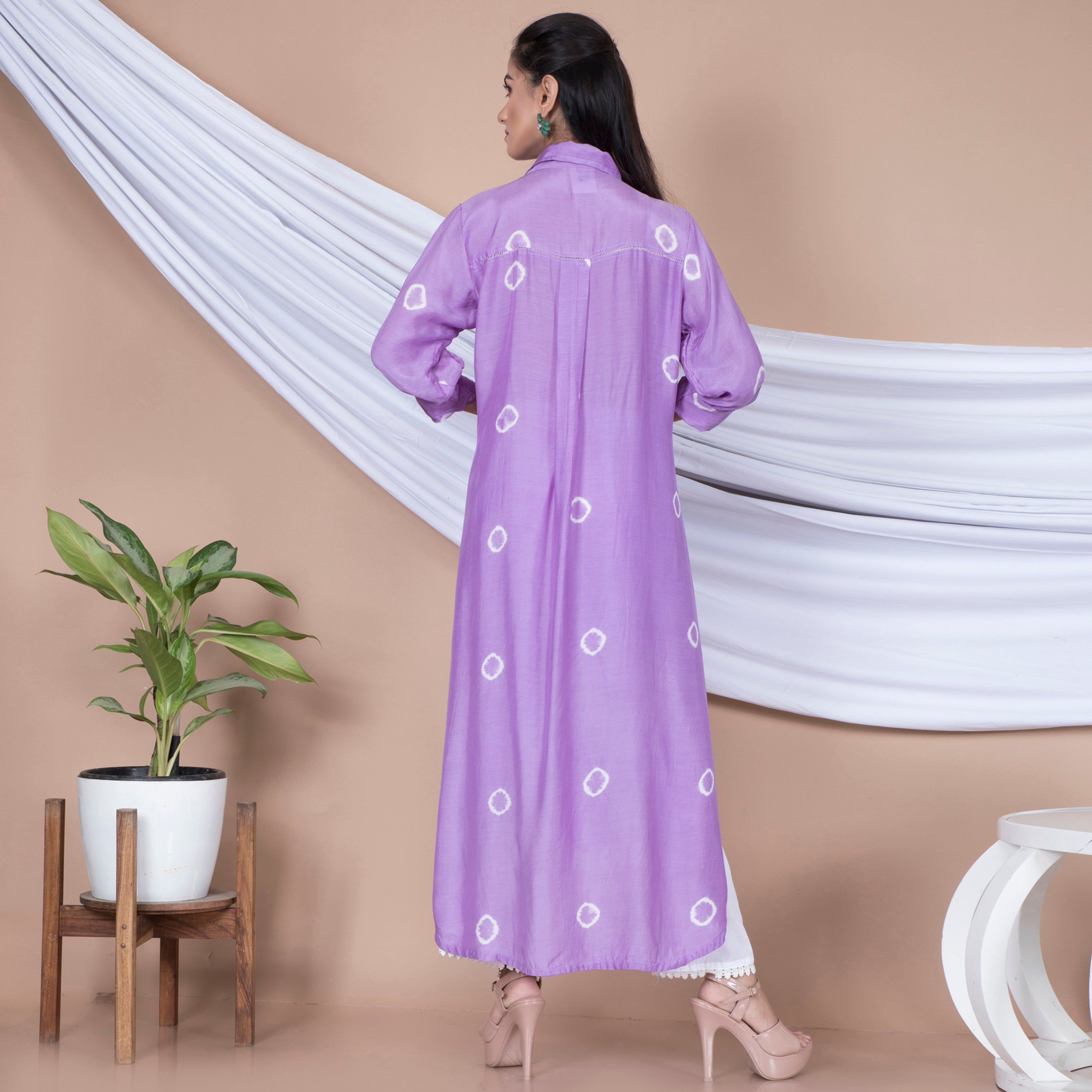 Tie Dye kurta set with collar