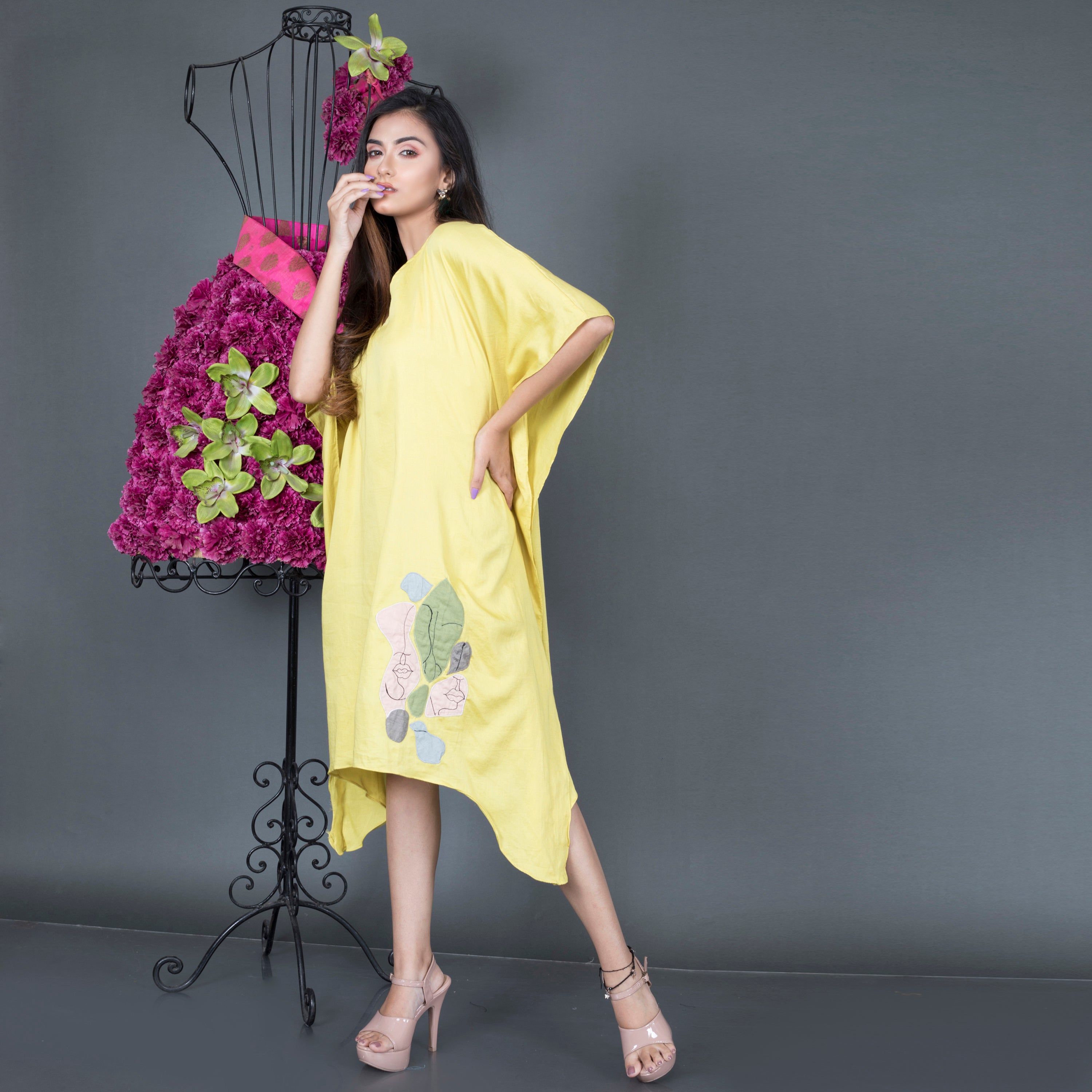 Applique patch work dress