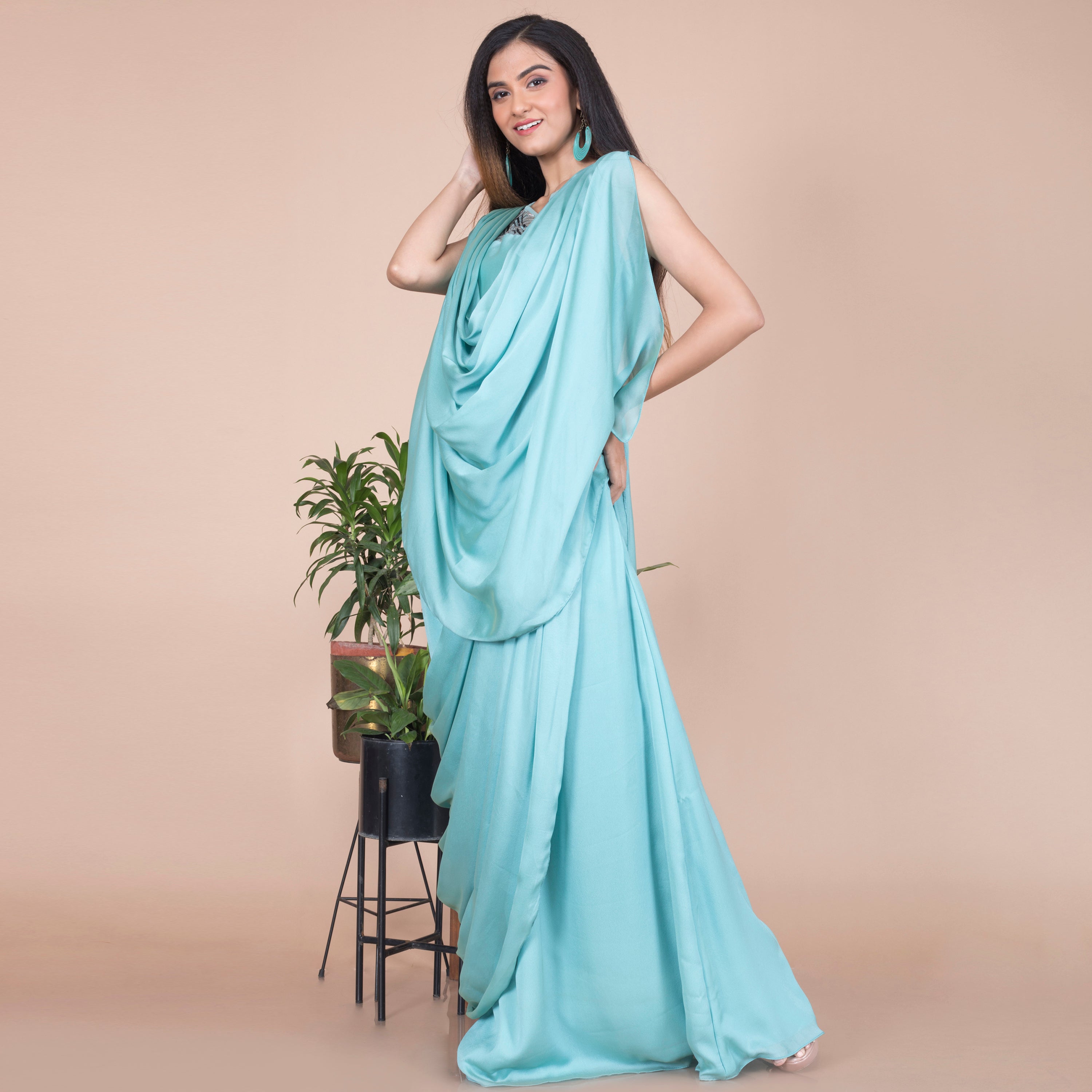 Draped Indo western gown