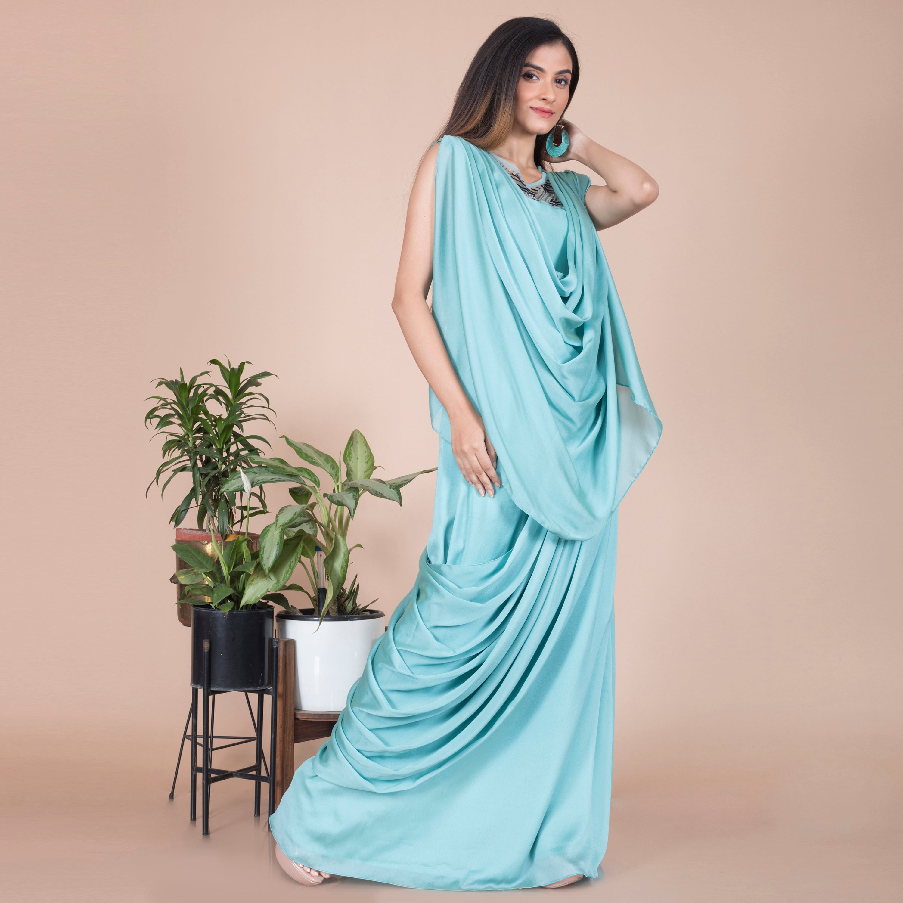 Draped Indo western gown