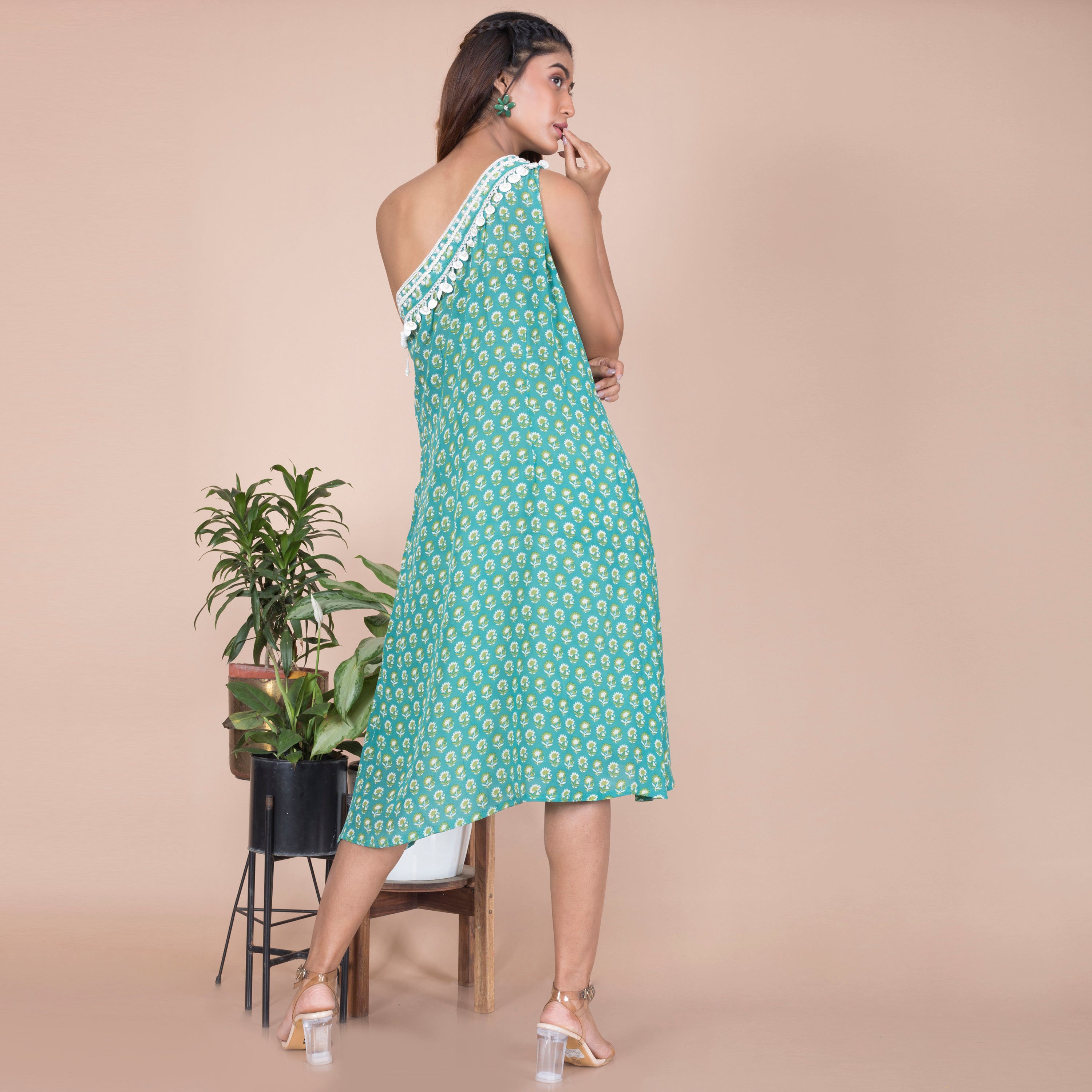 One shoulder one piece dress with jacket