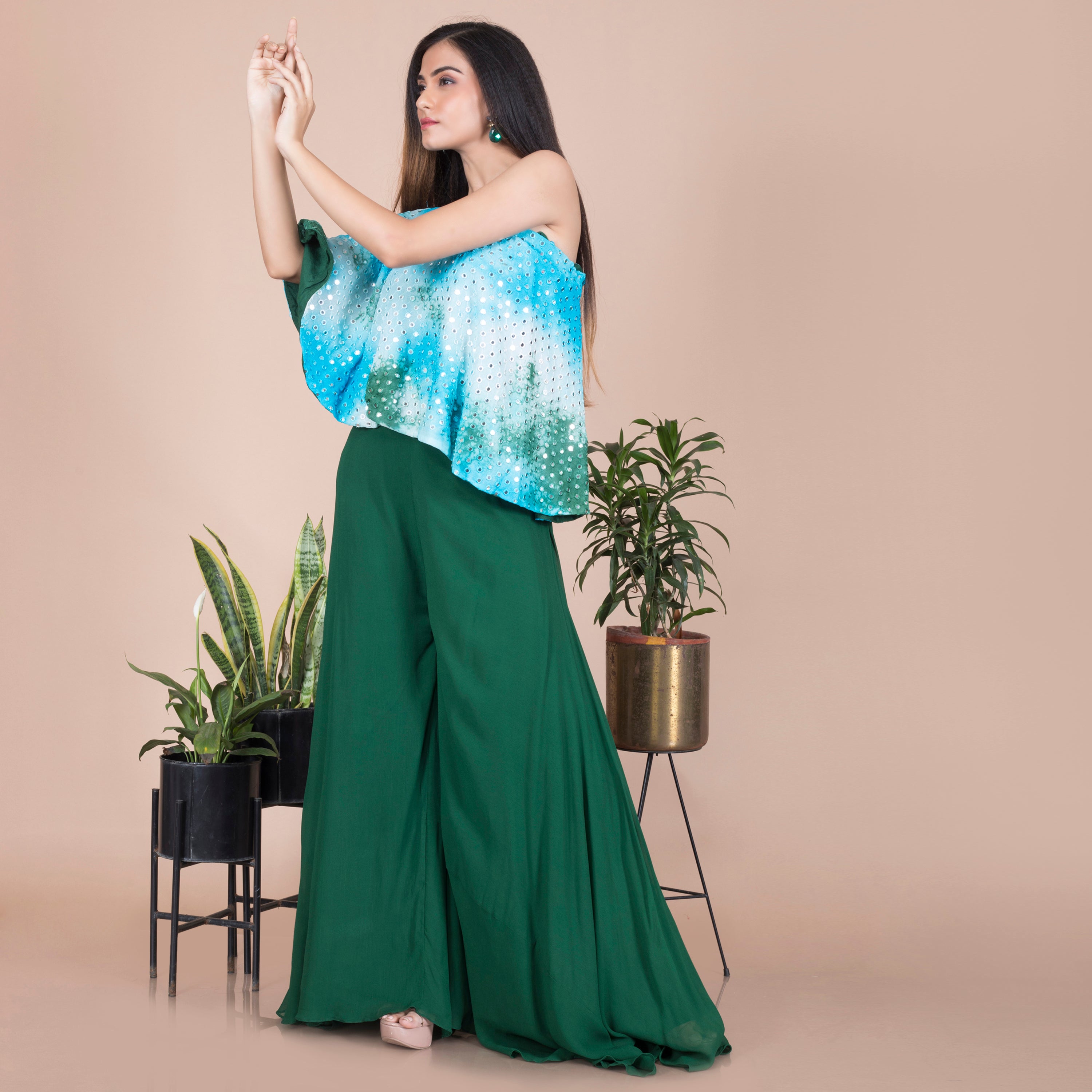 One shoulder top with palazzo