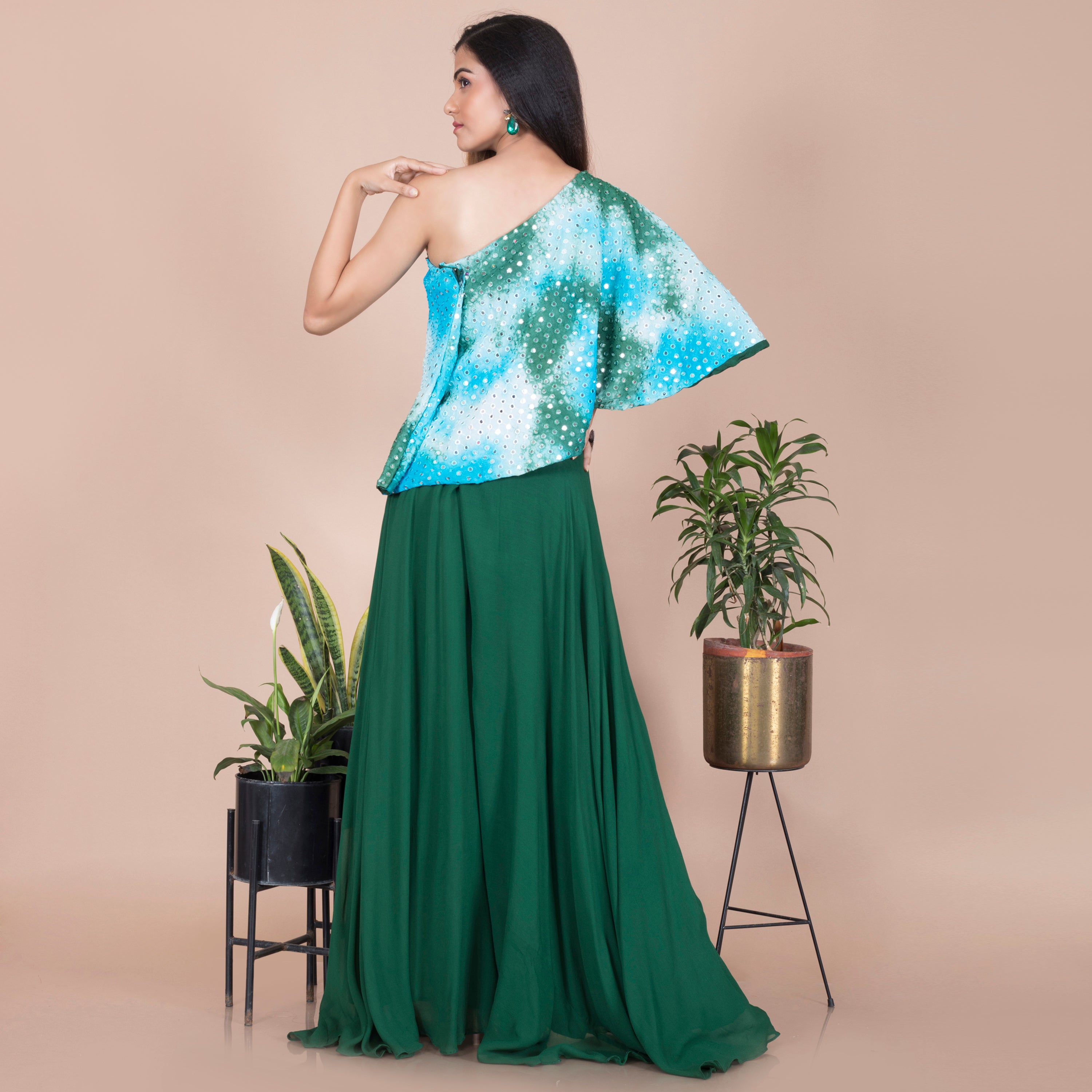 One shoulder top with palazzo