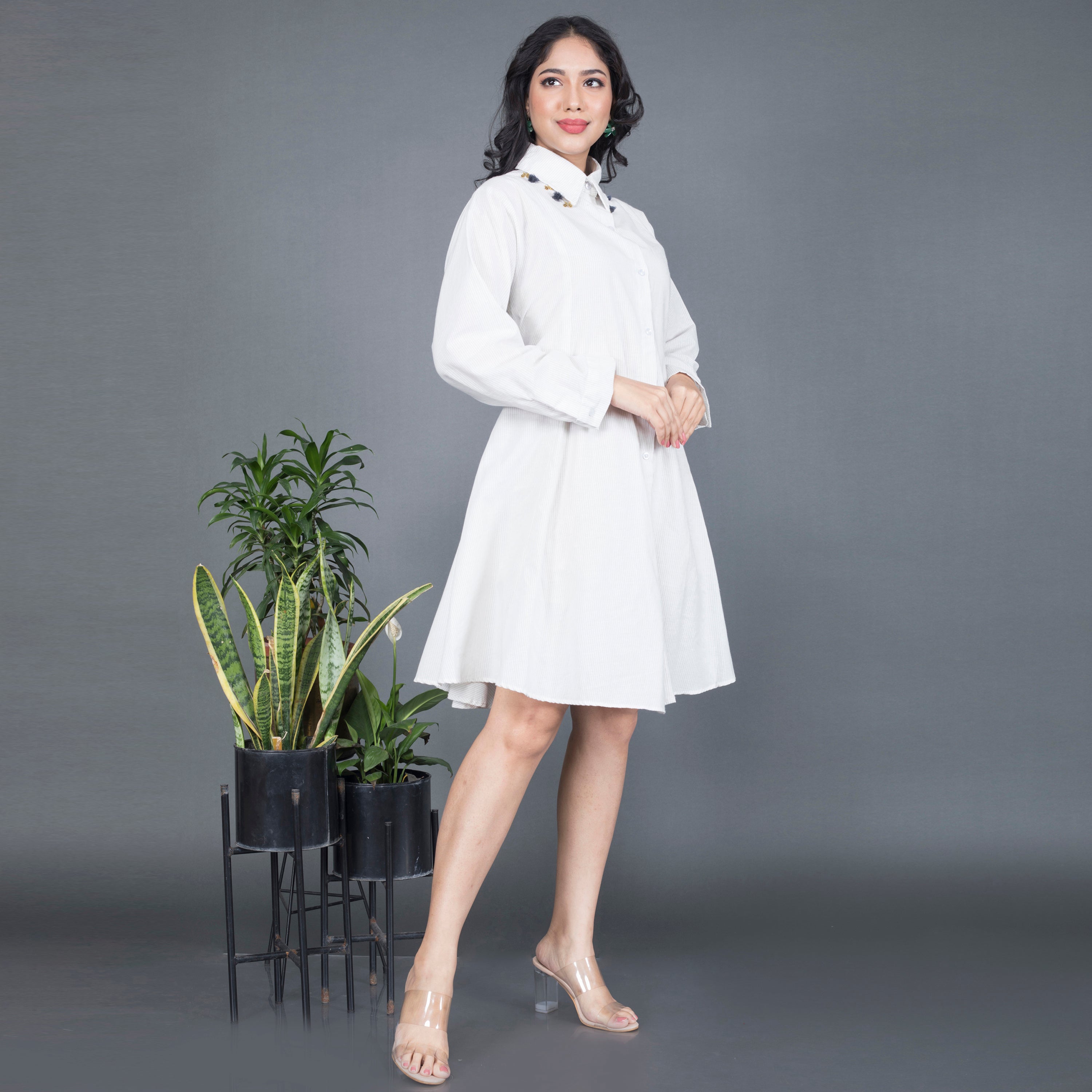 Cotton midi shirt dress