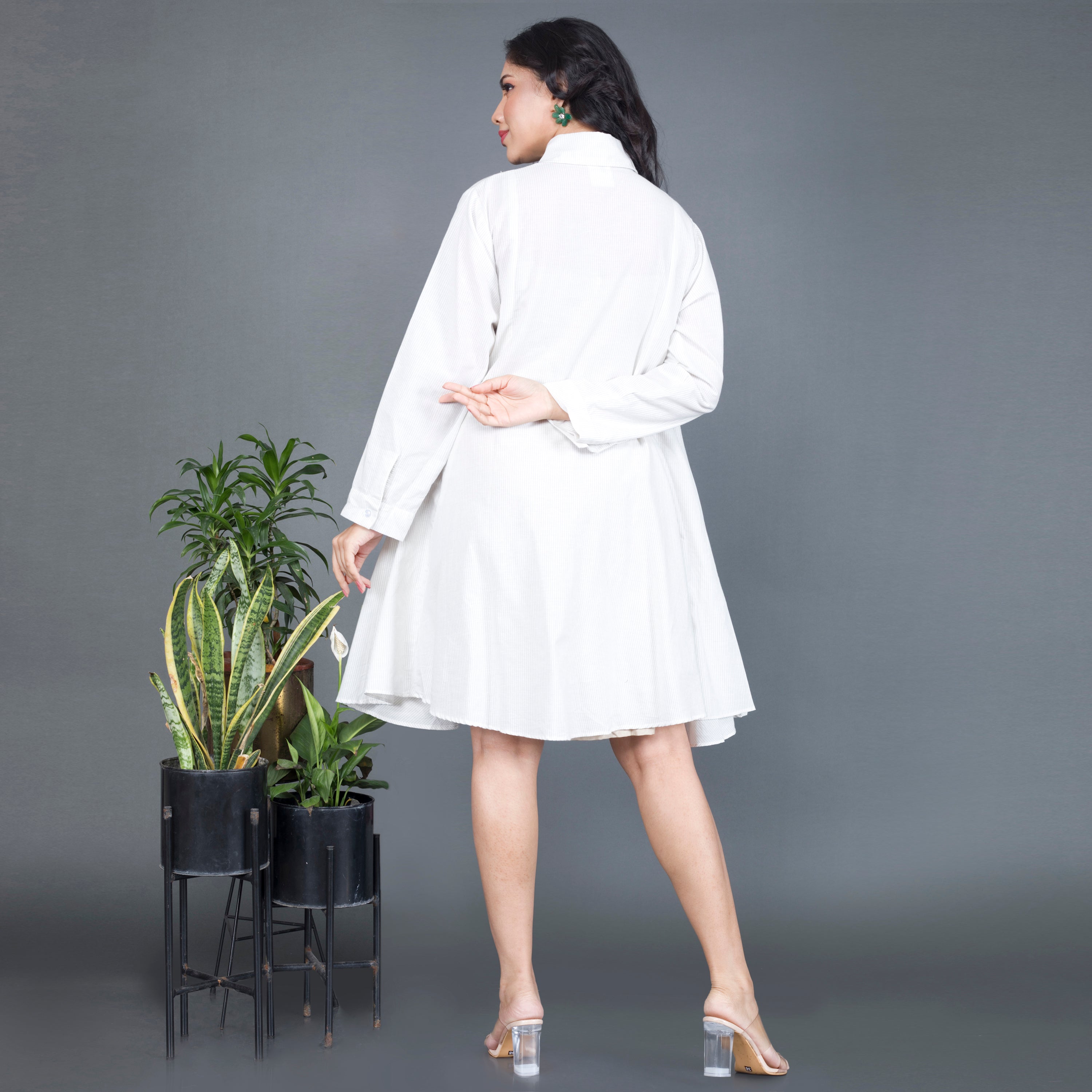 Cotton midi shirt dress