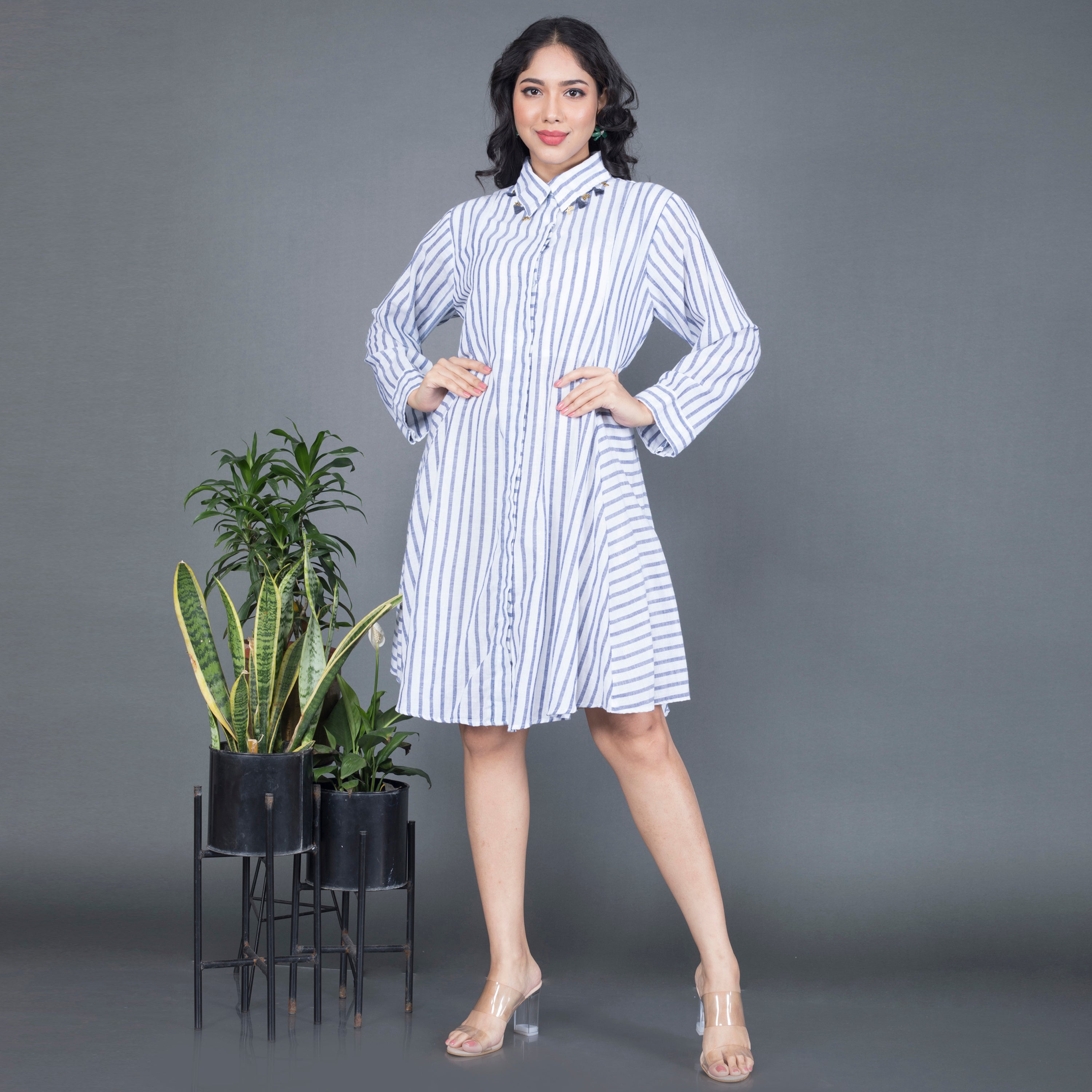 Cotton midi shirt dress