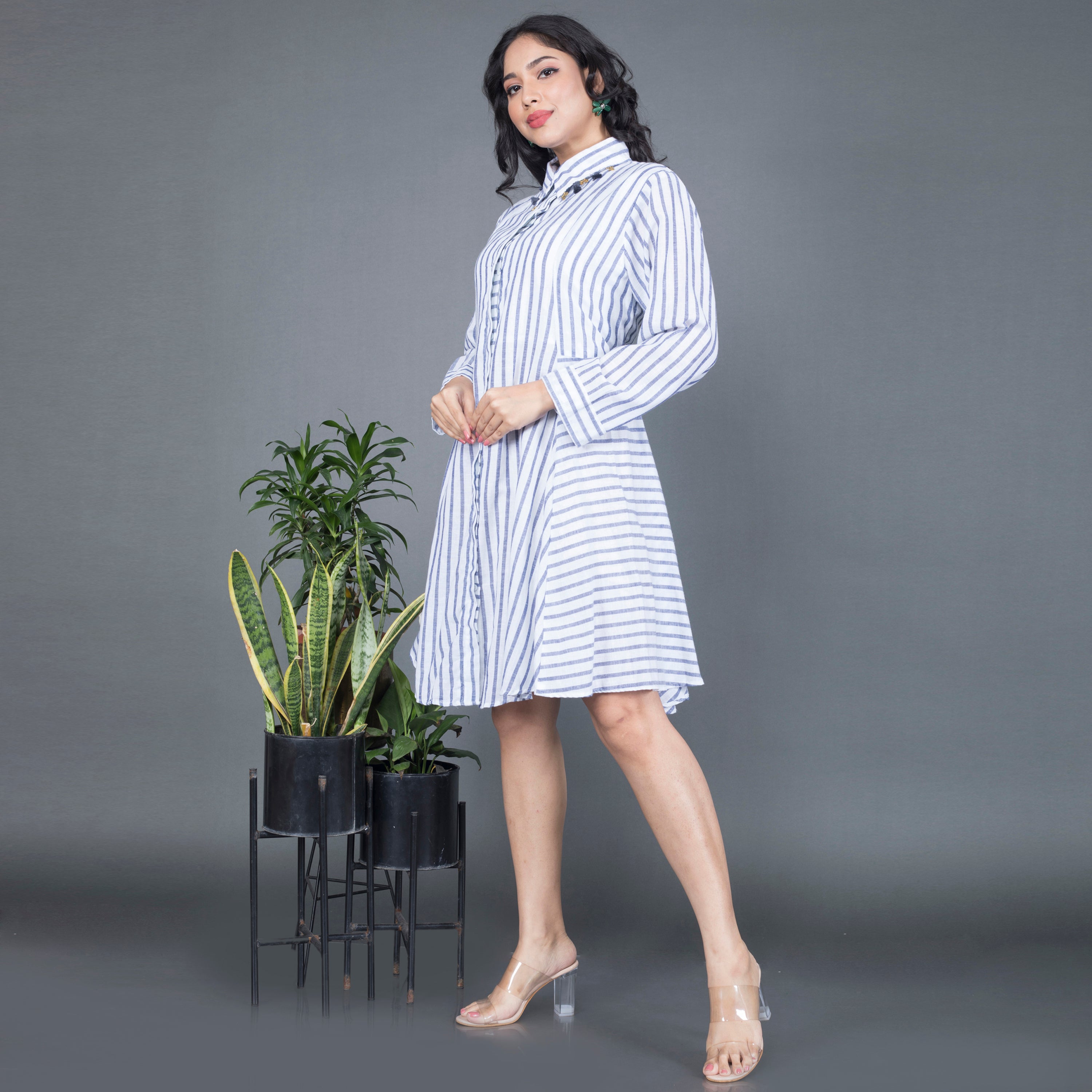 Cotton midi shirt dress