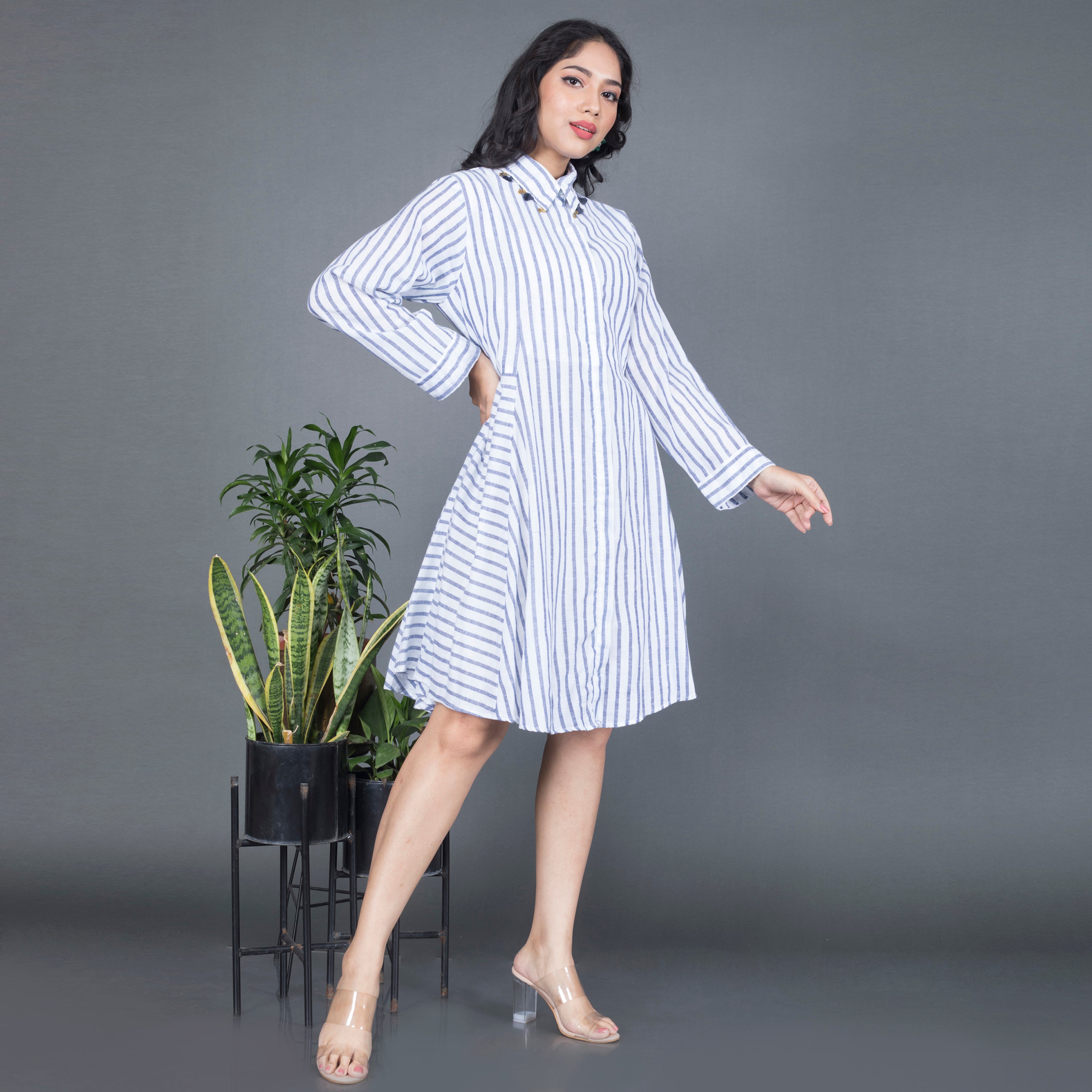 Cotton midi shirt dress