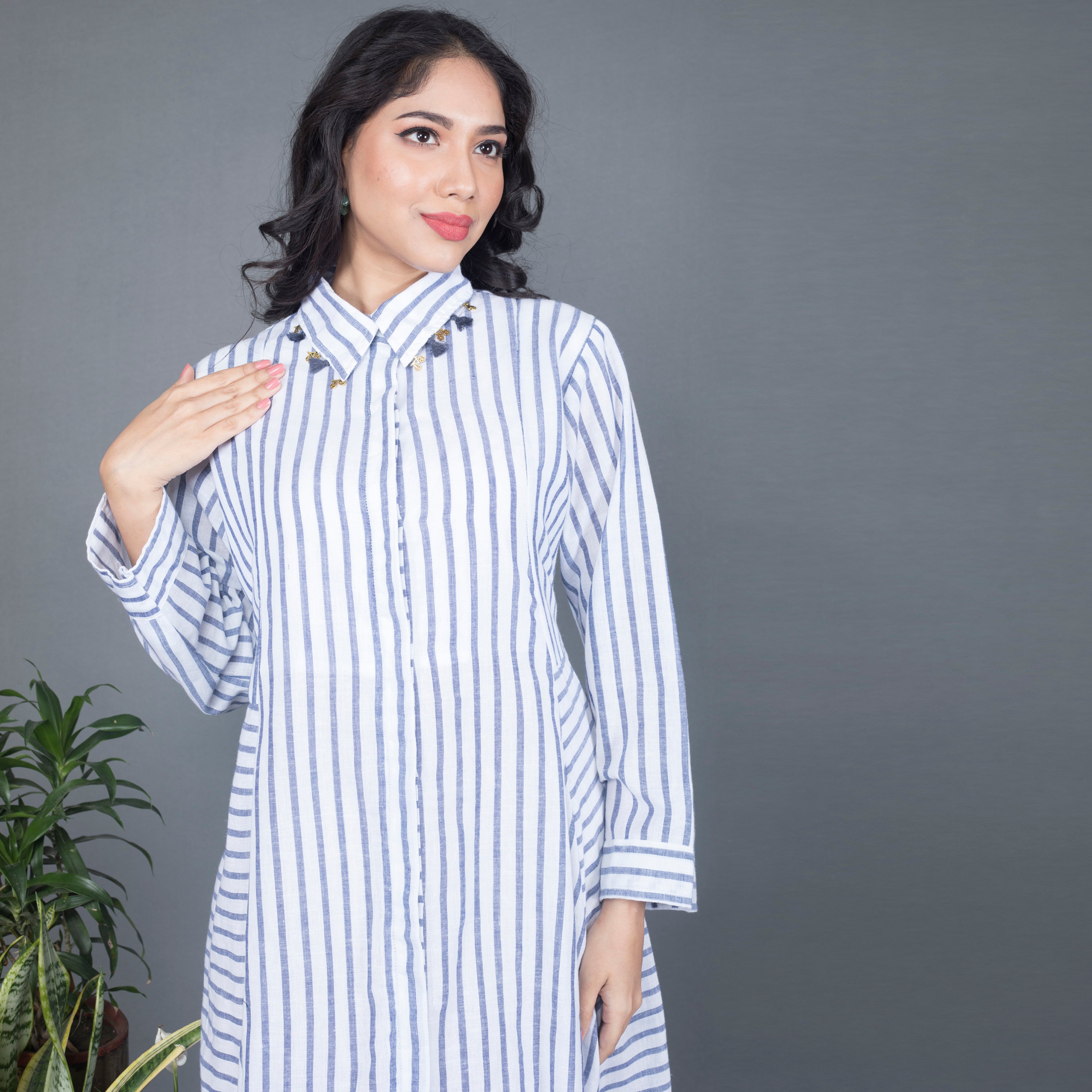 Cotton midi shirt dress