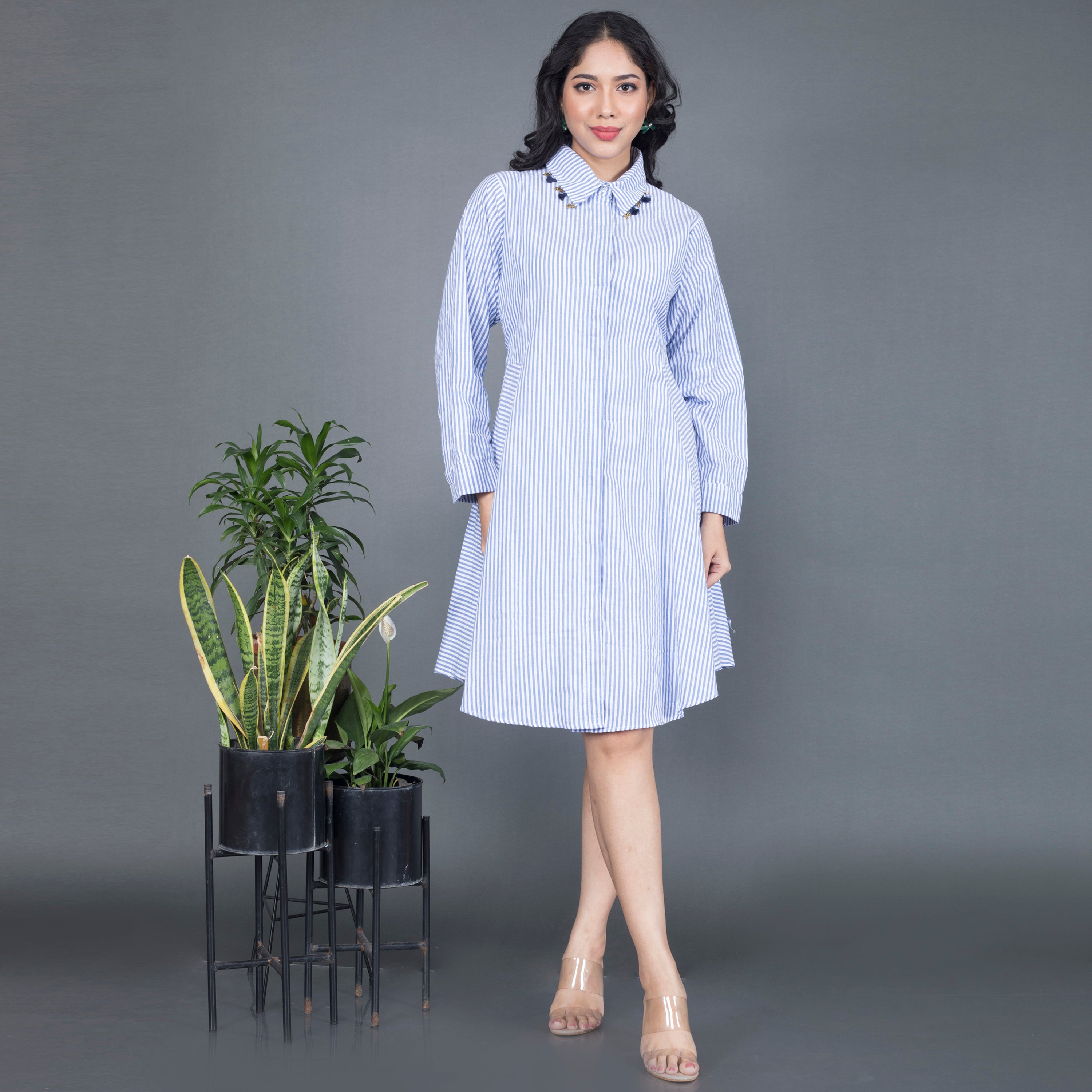 Cotton midi shirt dress