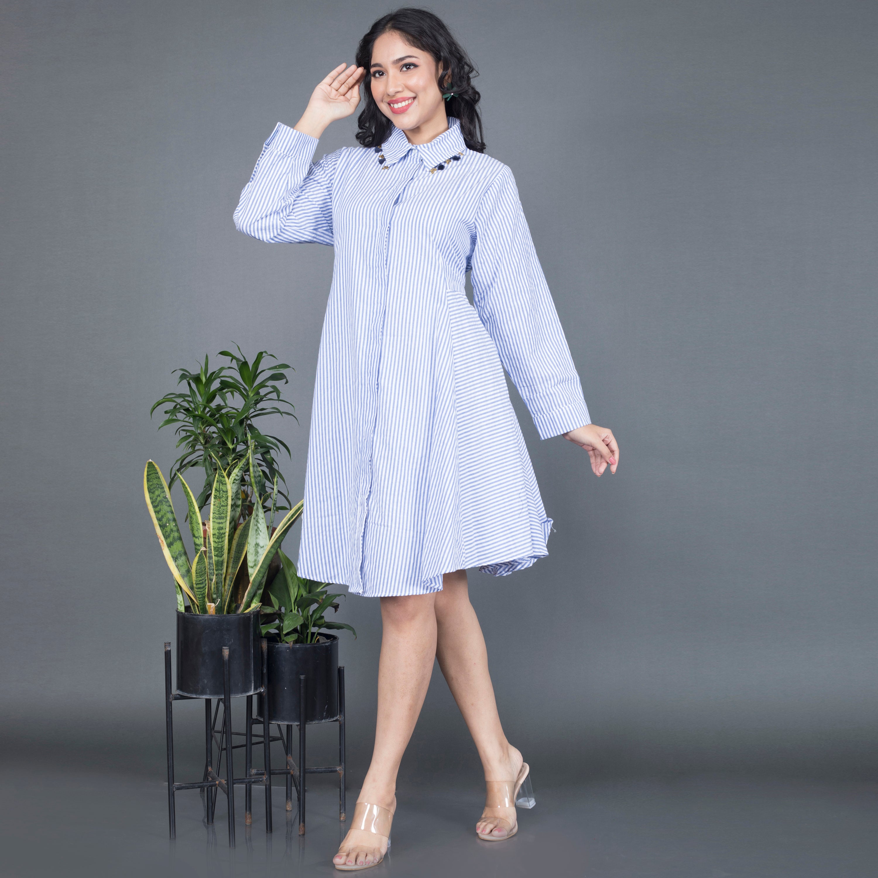 Cotton midi shirt dress