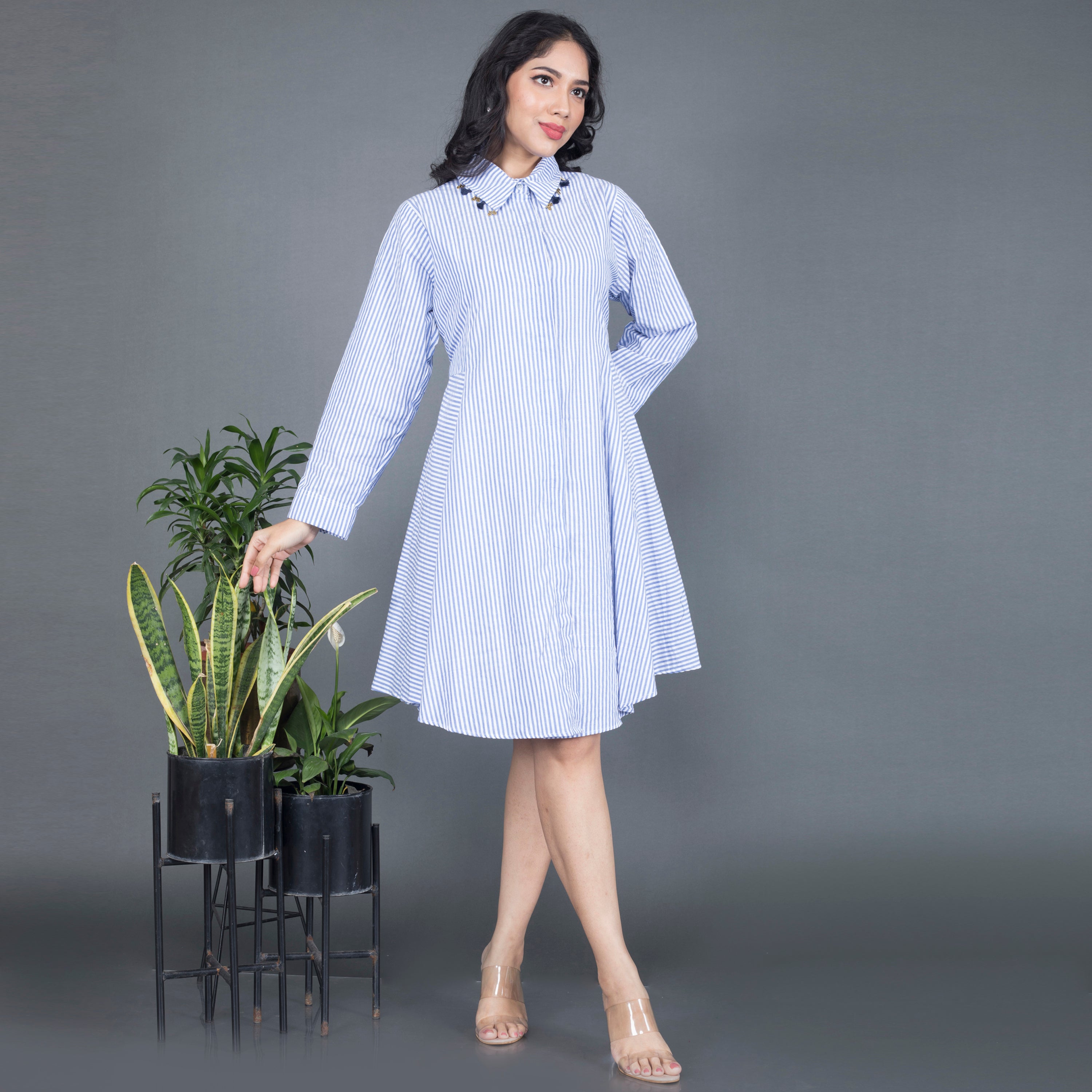 Cotton midi shirt dress