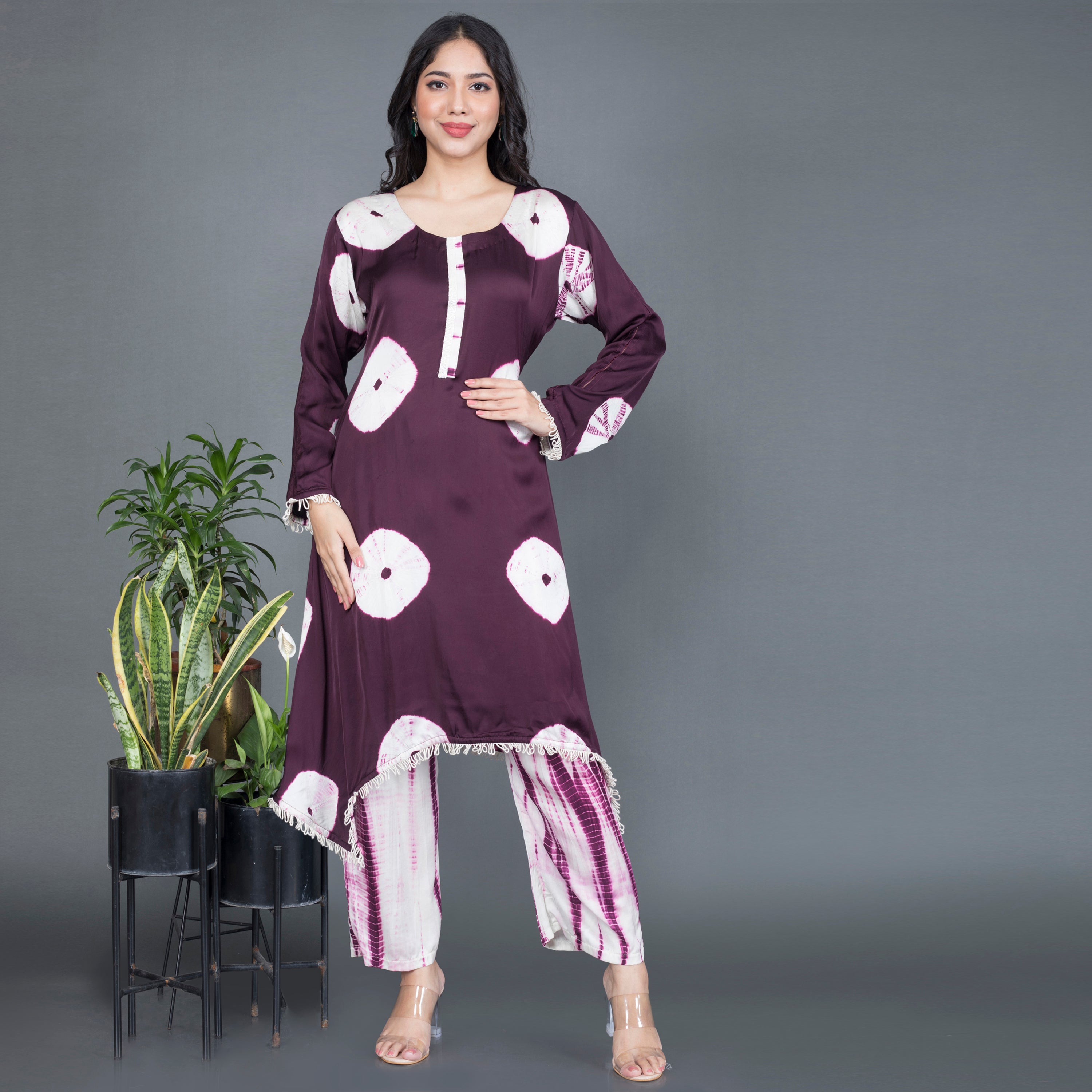 Tie die crepe Kurta set