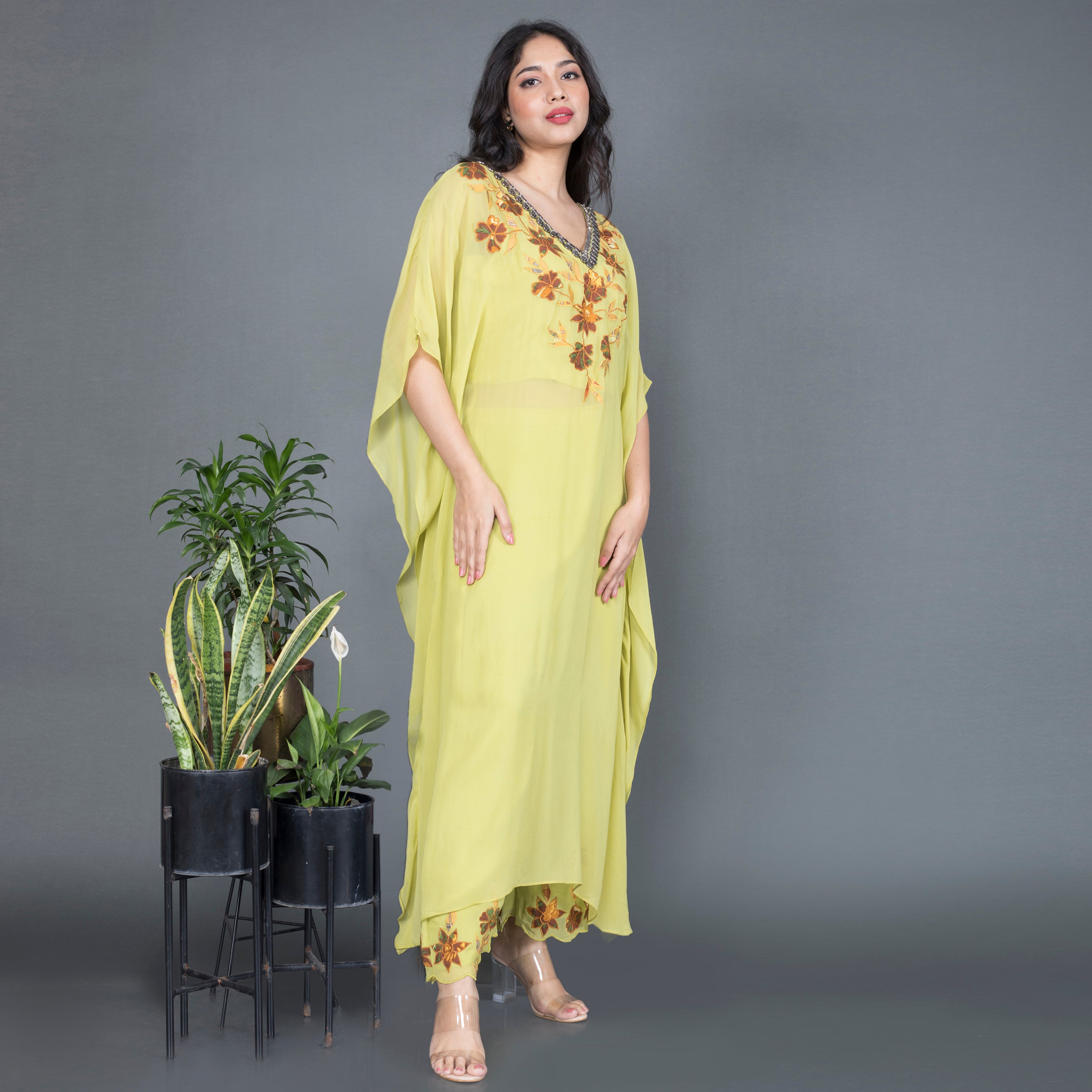 Embroidered Kaftan Kurta Set