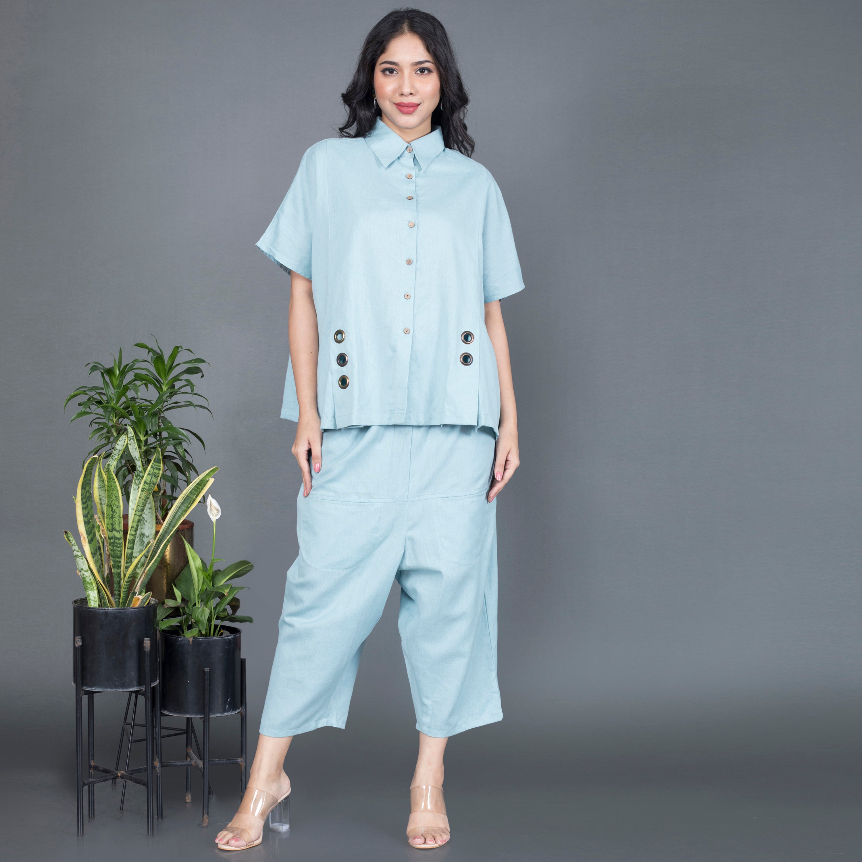 Collared cotton Co Ord set