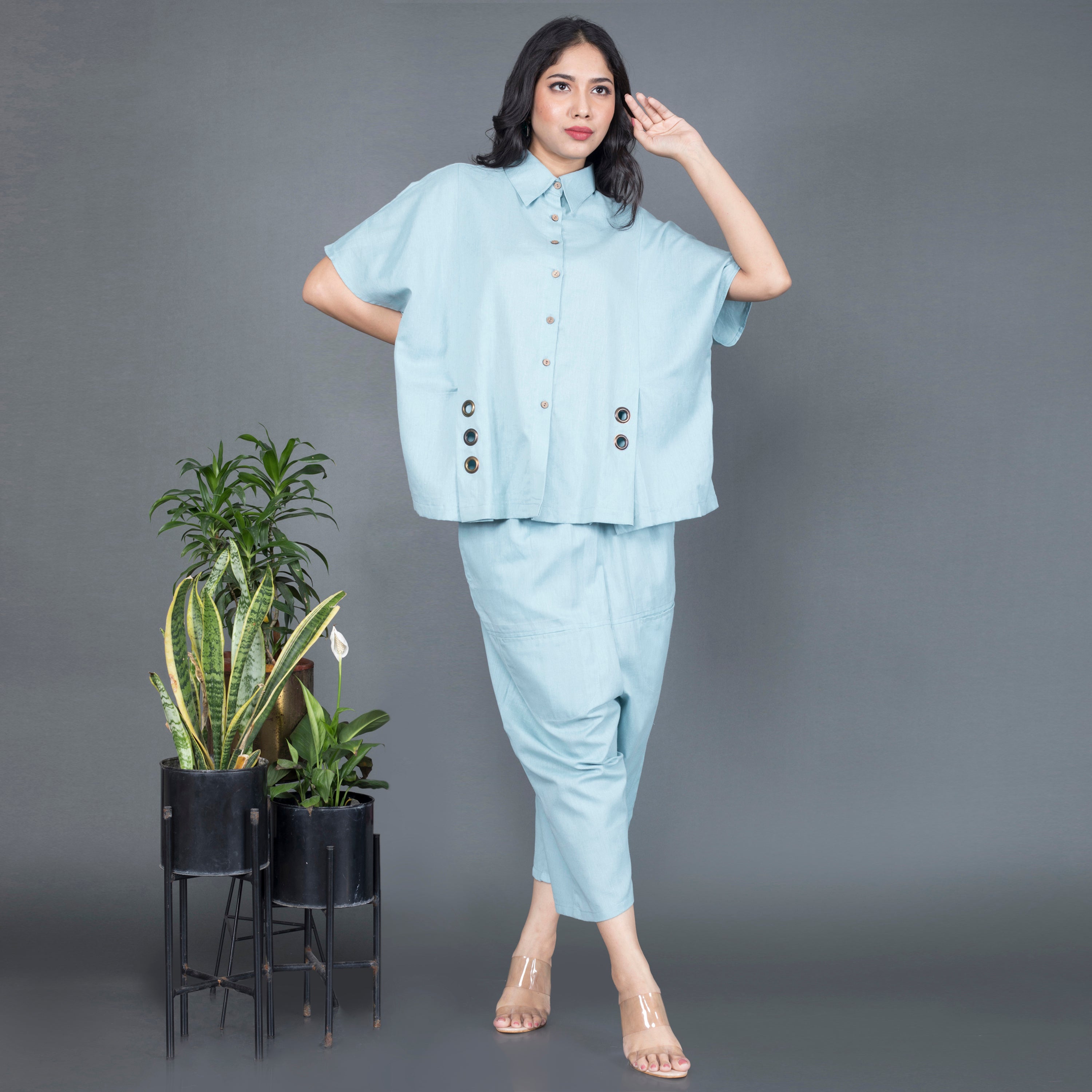 Collared cotton Co Ord set