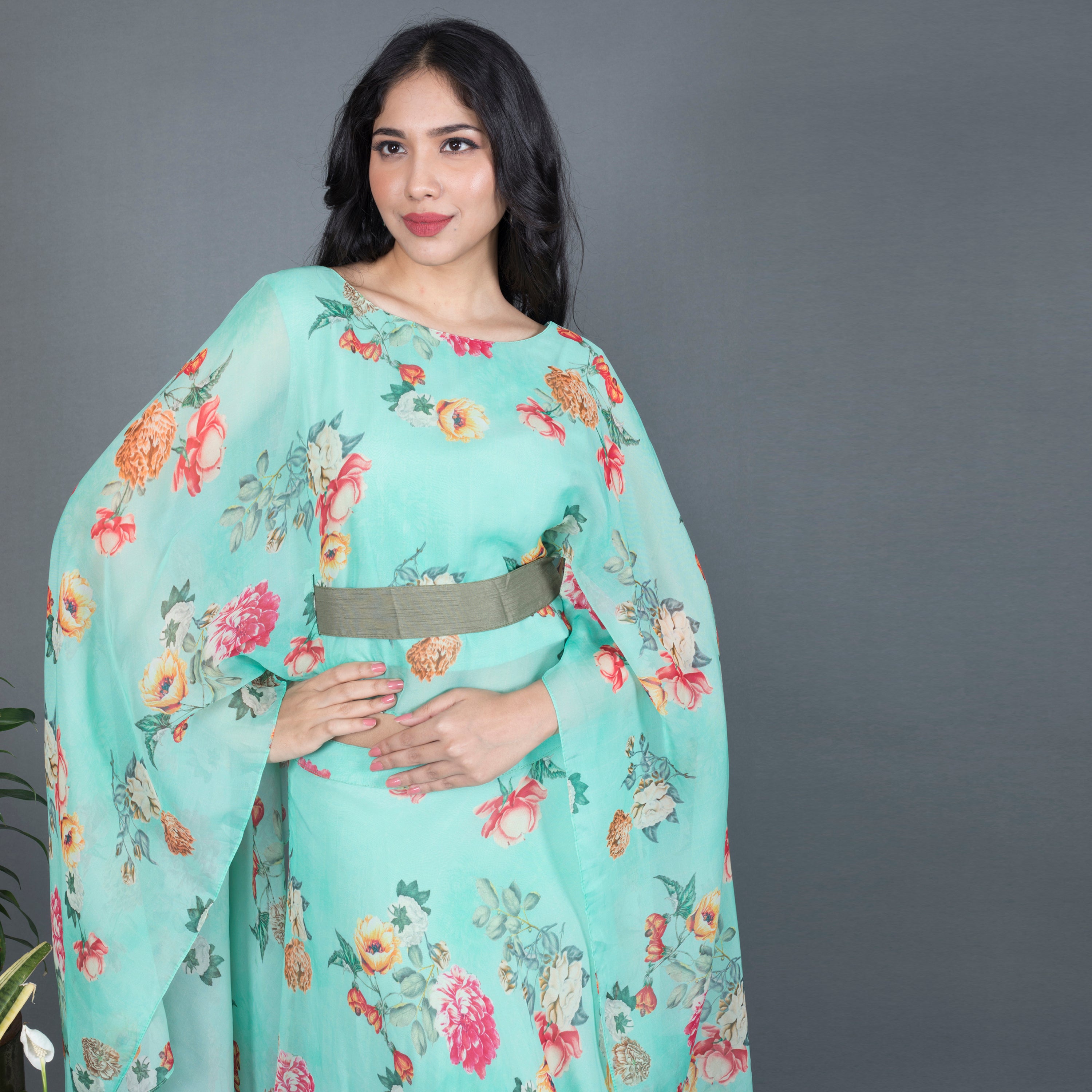 Floral Cape Co Ord set with belt