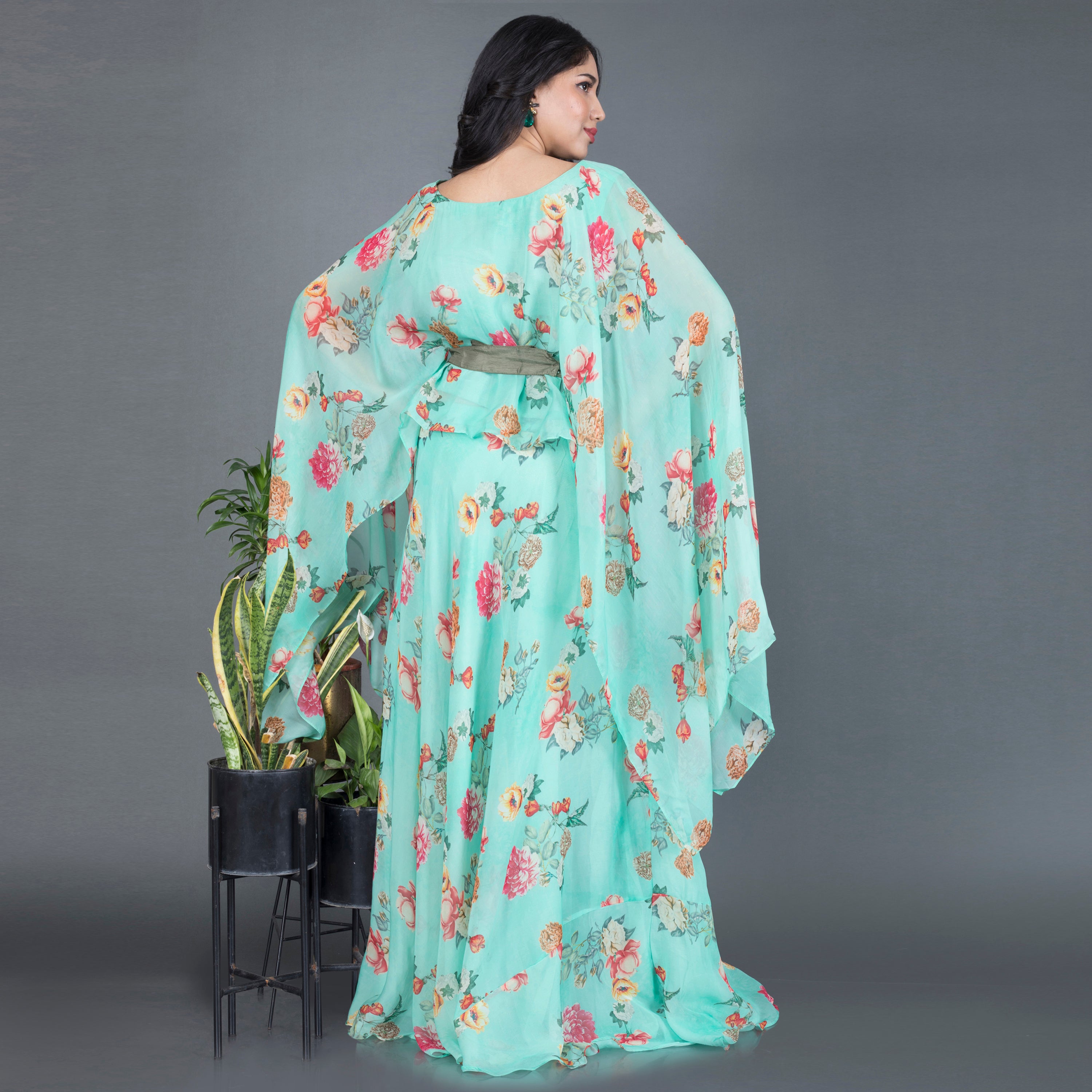 Floral Cape Co Ord set with belt