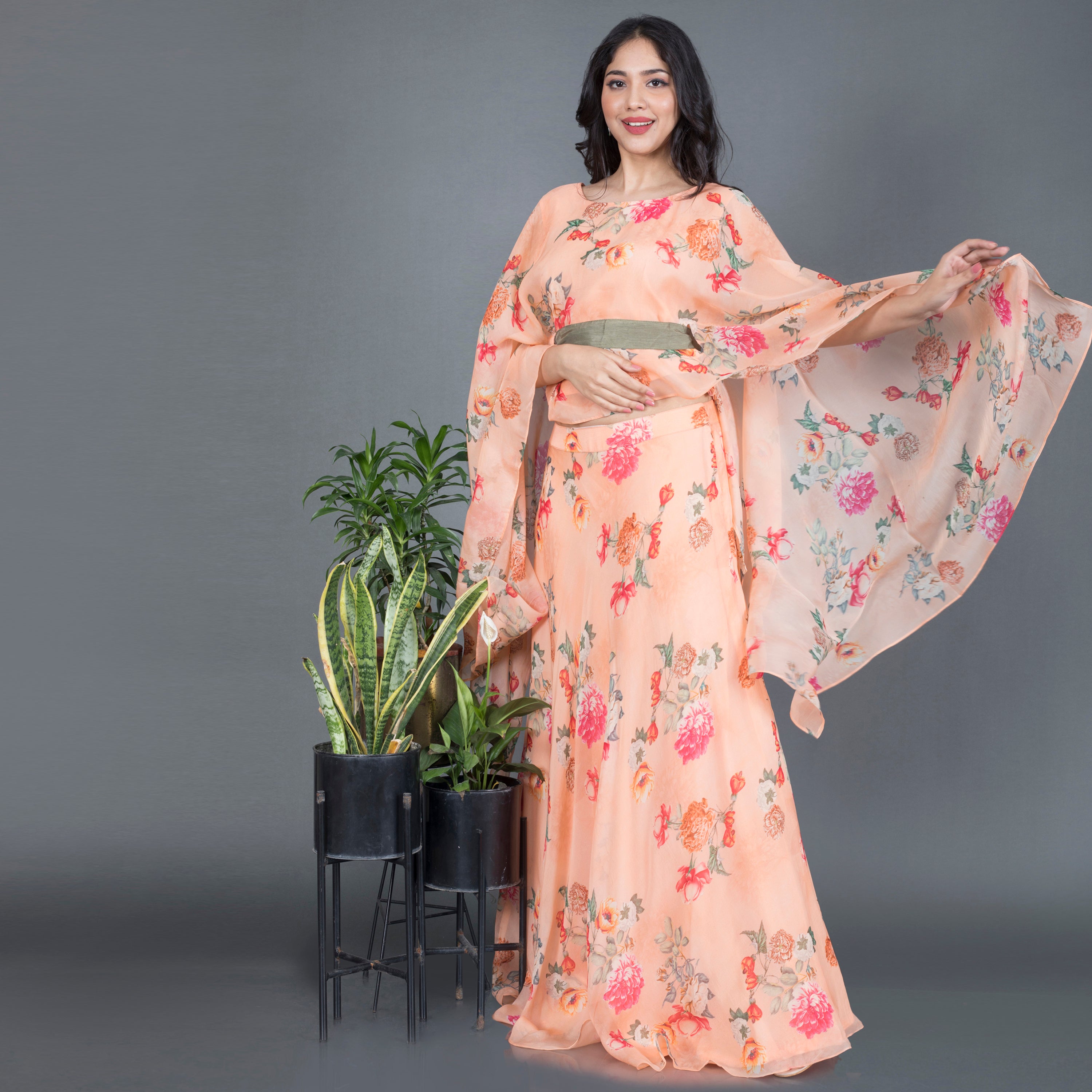 Floral Cape Co Ord set with belt