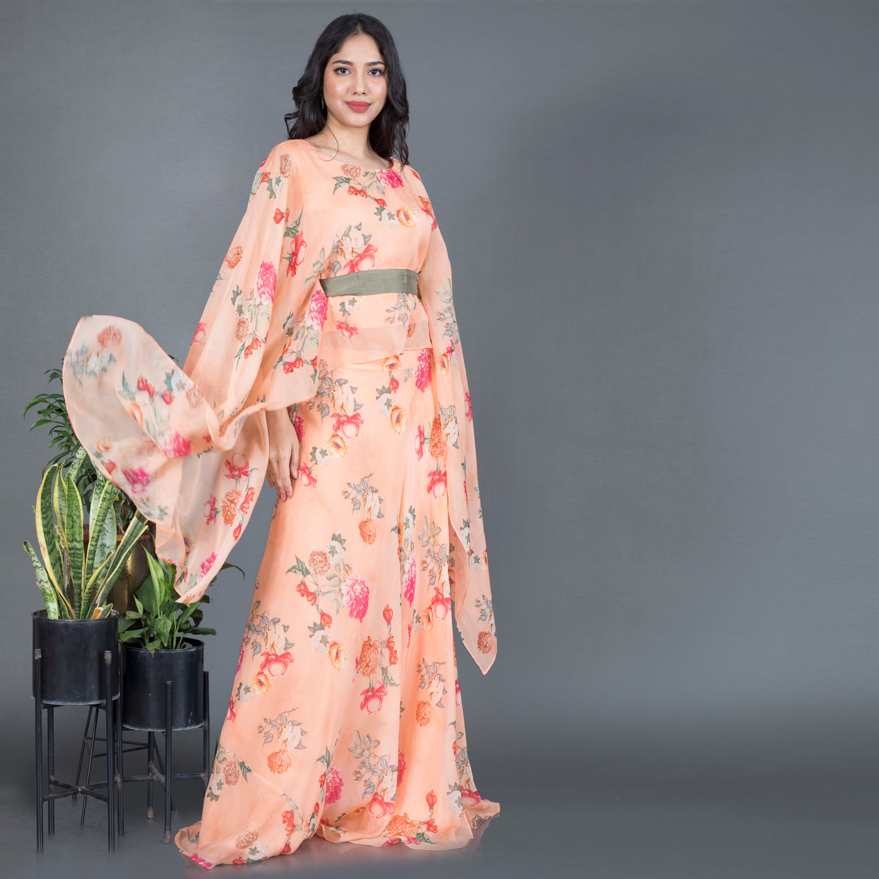 Floral Cape Co Ord set with belt