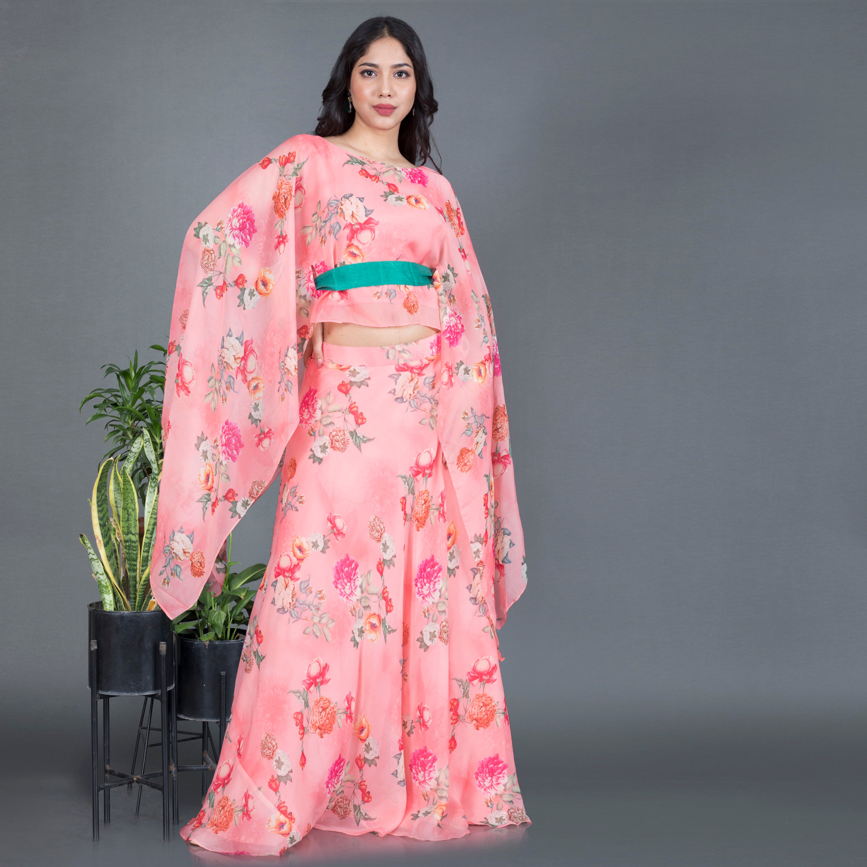 Floral Cape Co Ord set with belt