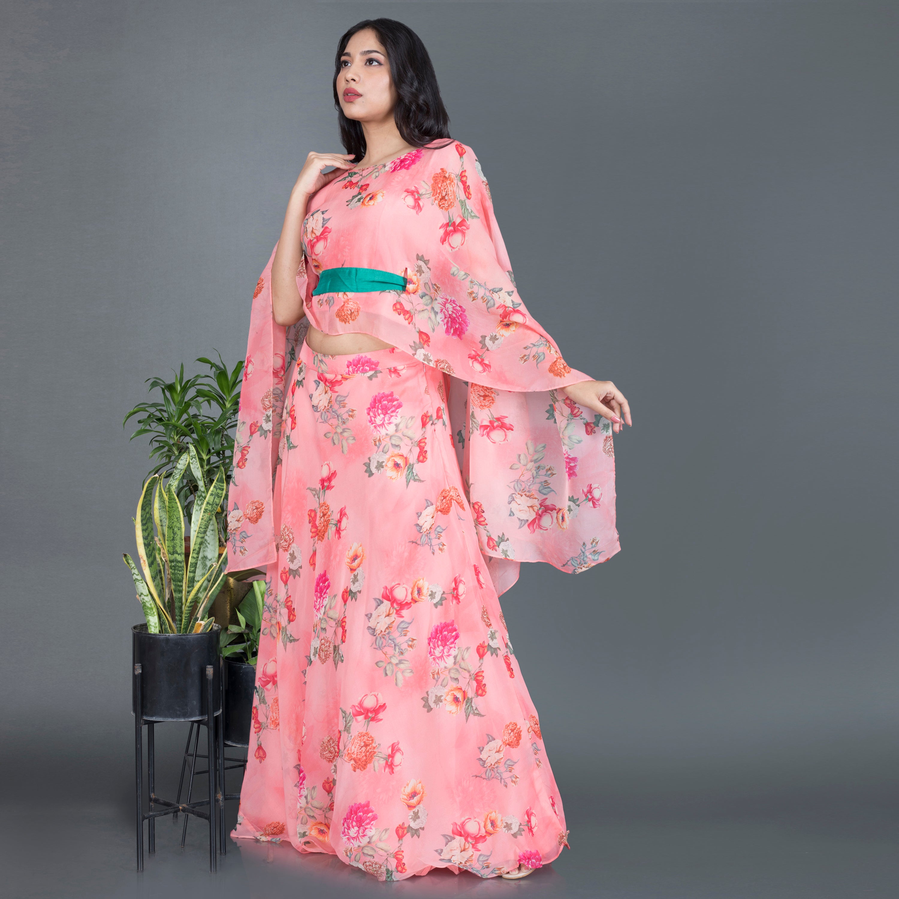 Floral Cape Co Ord set with belt