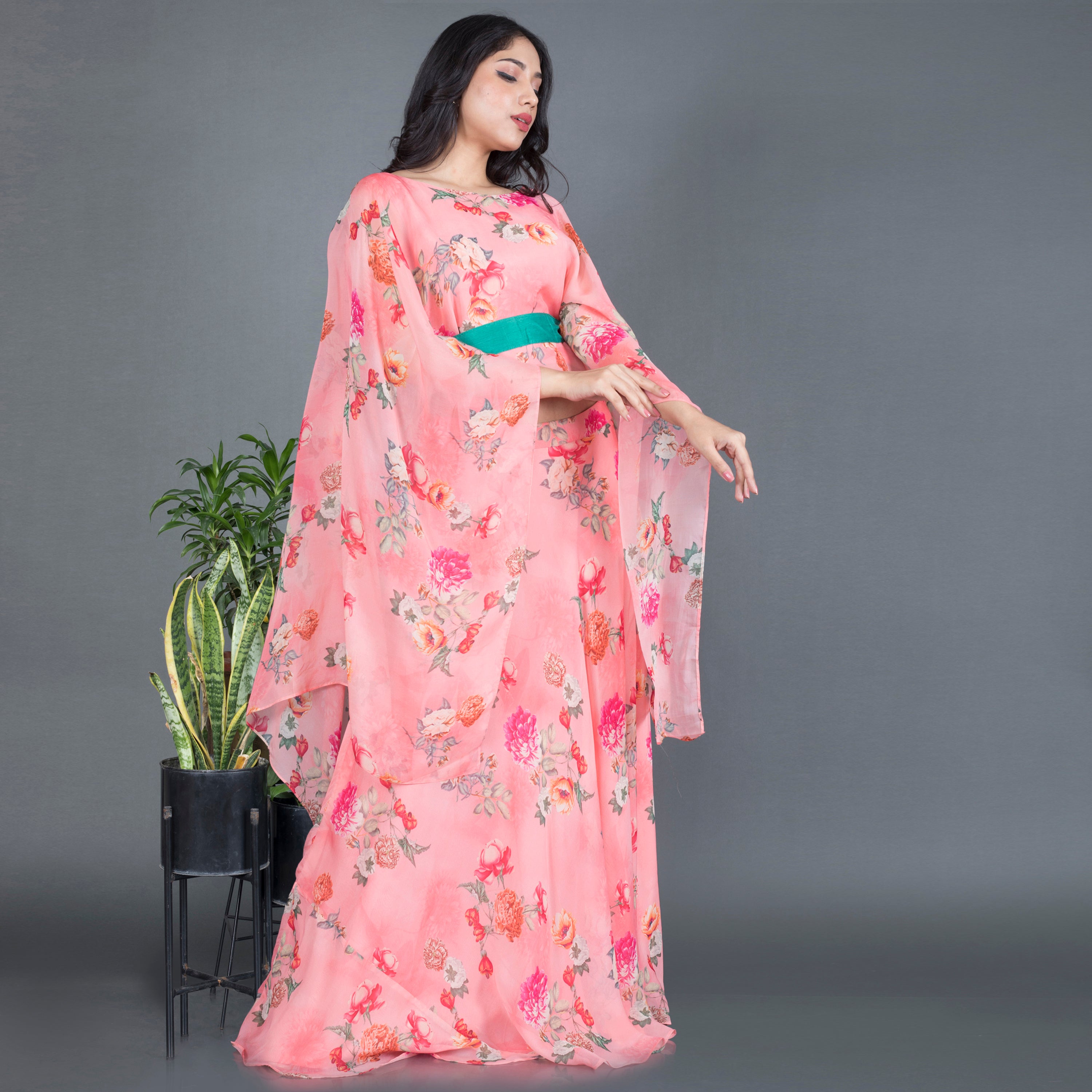 Floral Cape Co Ord set with belt