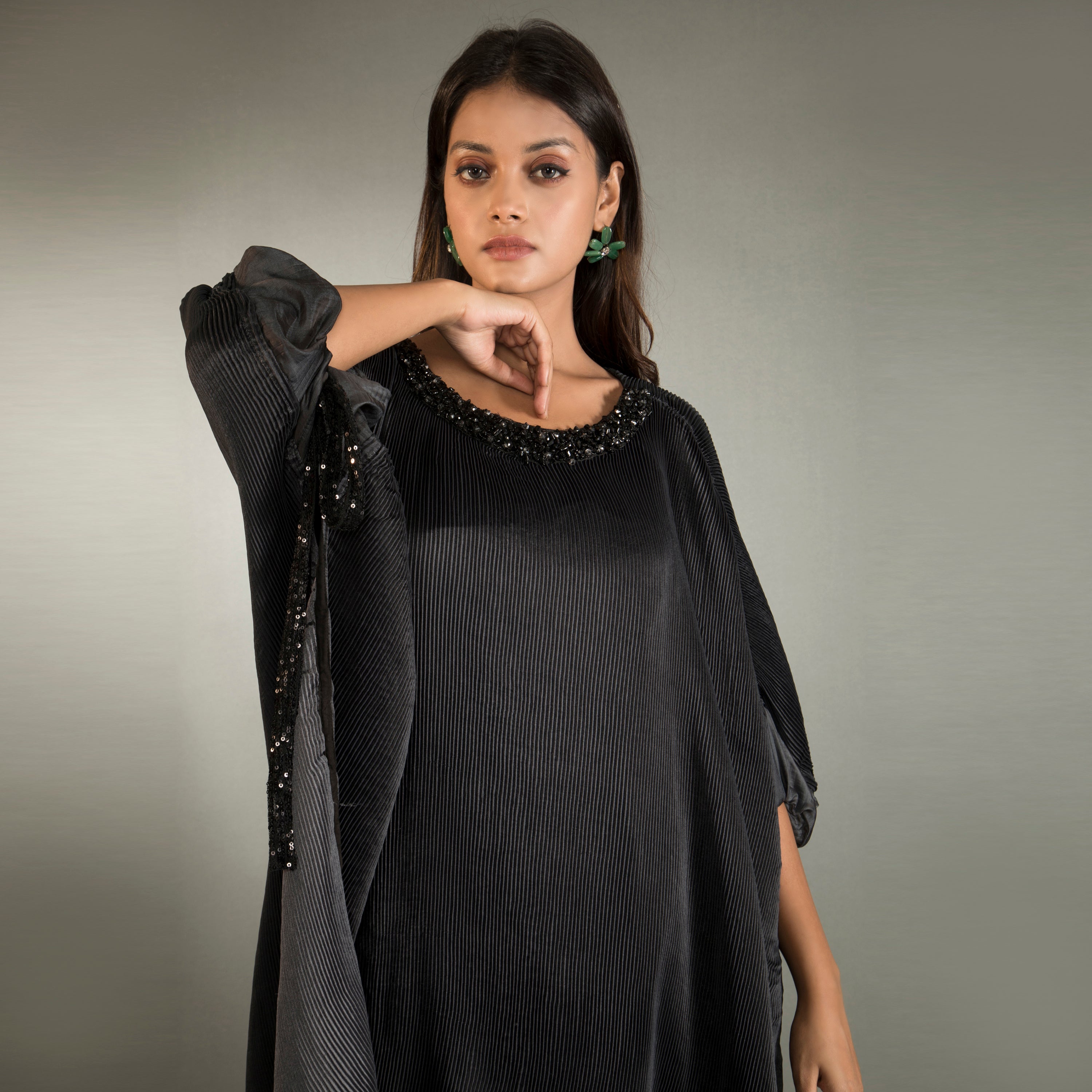 One Piece Kaftan Dress with Embelished Neckline