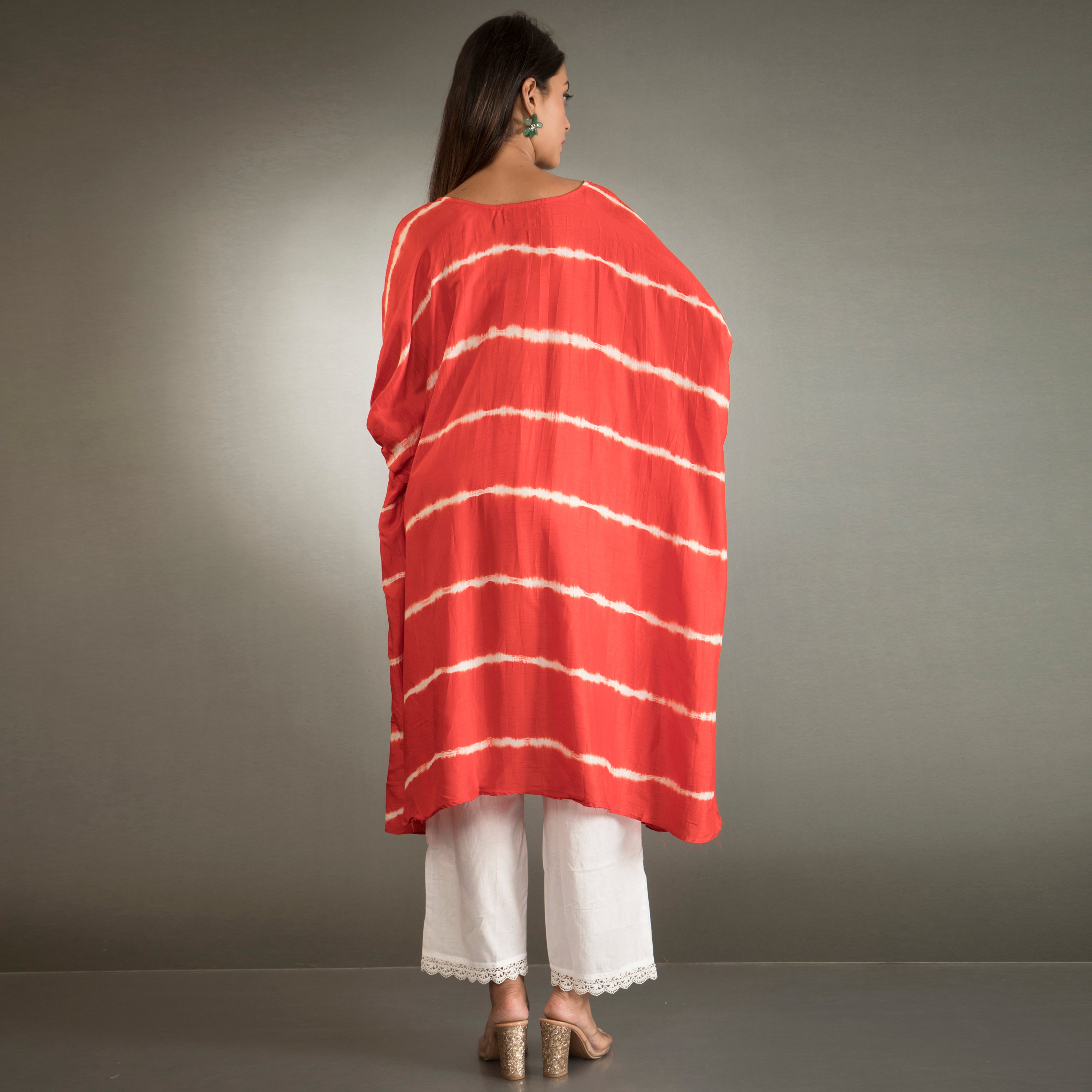 Tie dye applique work kaftan kurta set