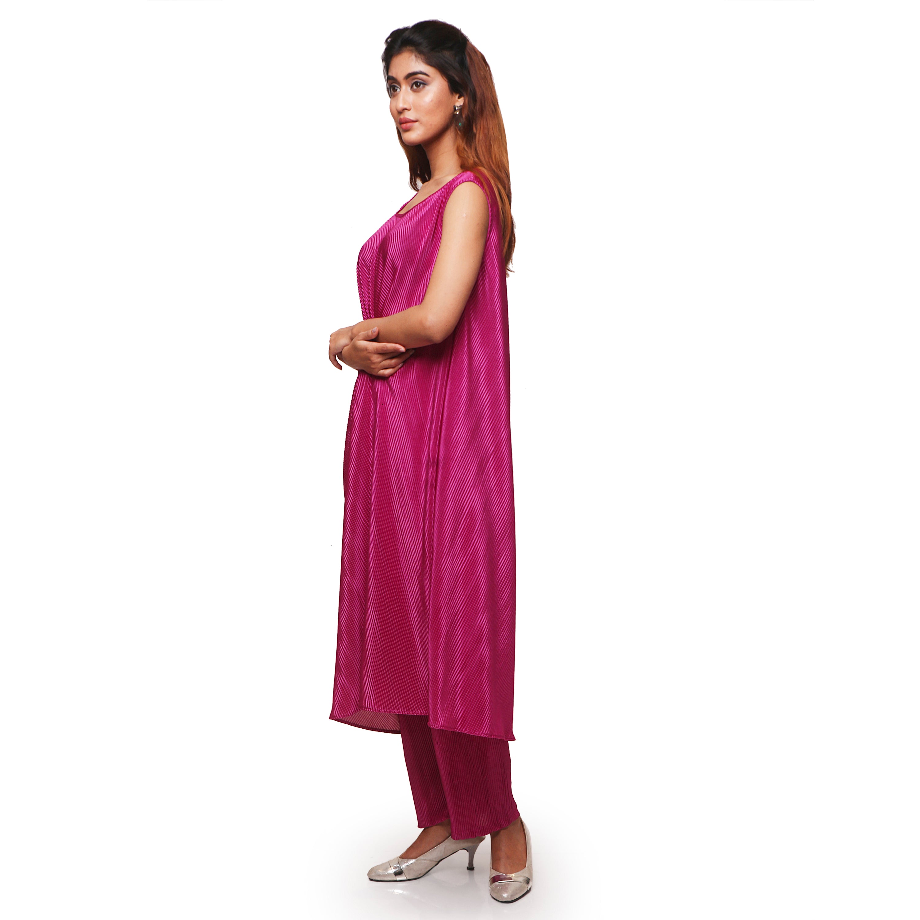 One piece draped dress with pant