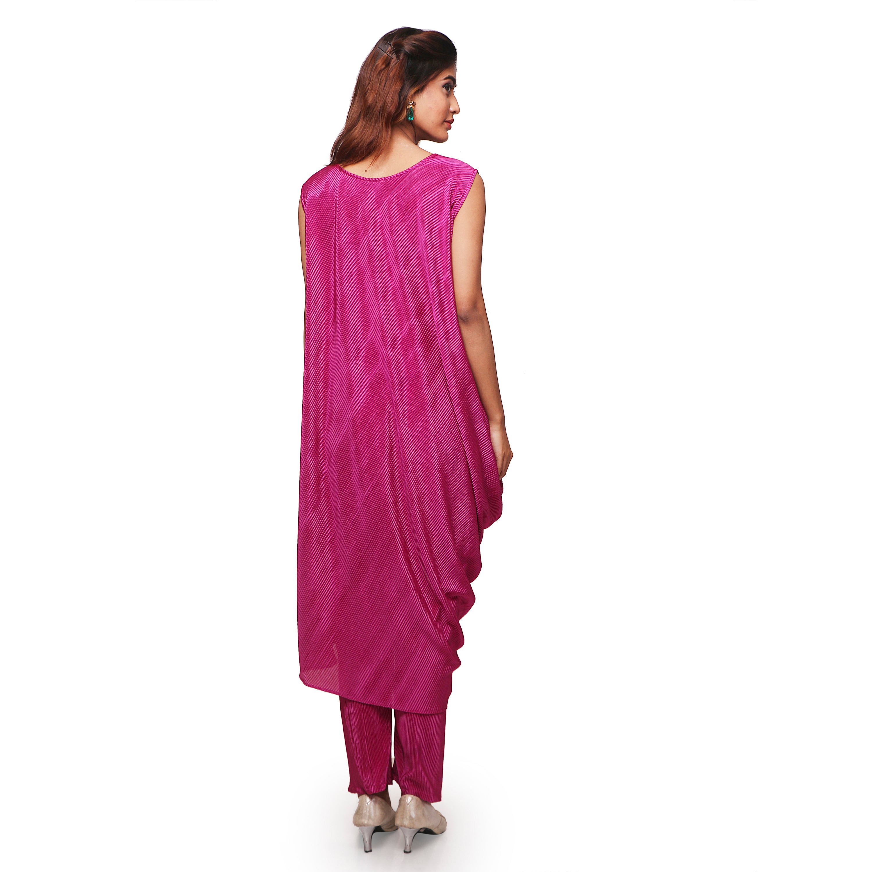 One piece draped dress with pant