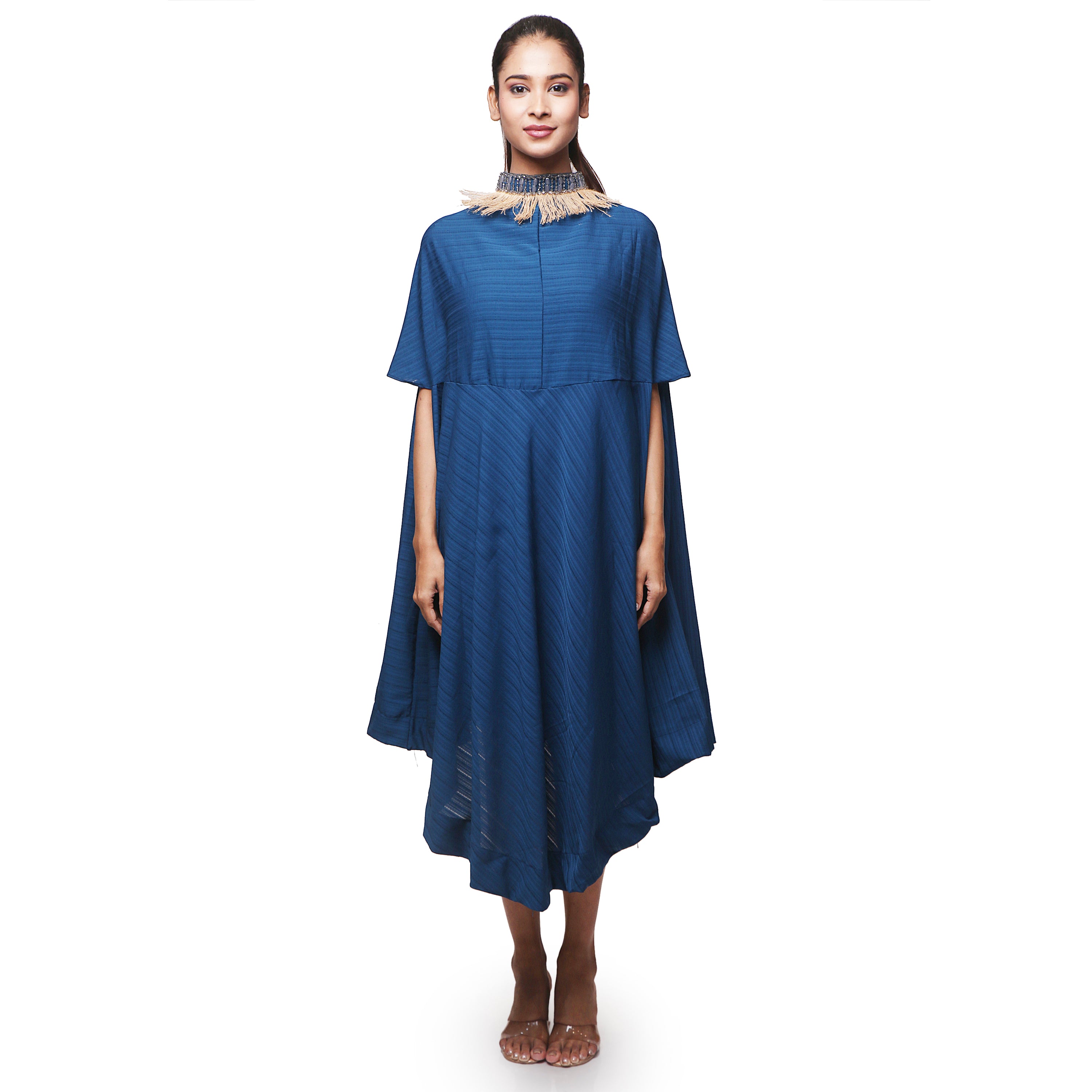 Kaftan dress with detailed neckline