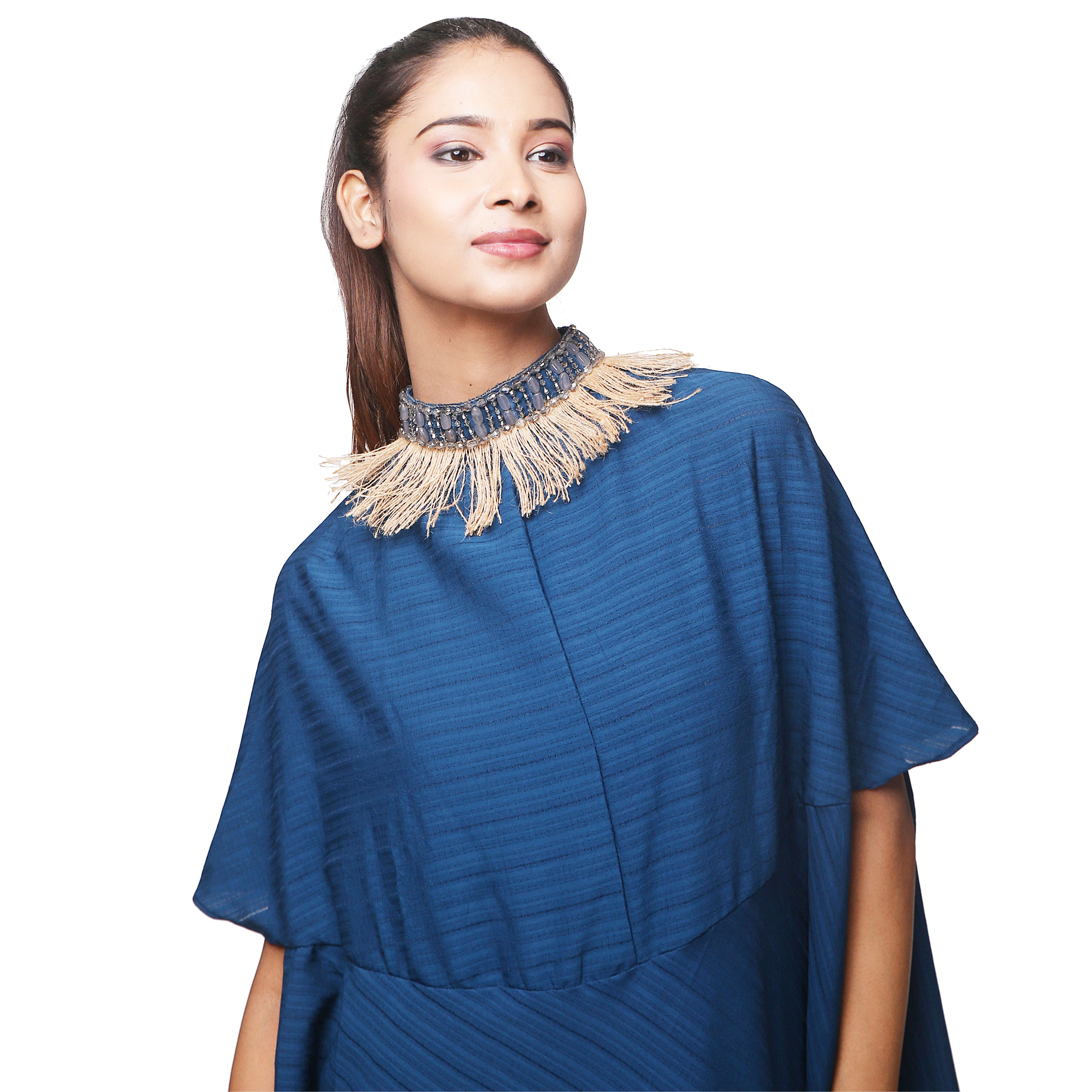 Kaftan dress with detailed neckline