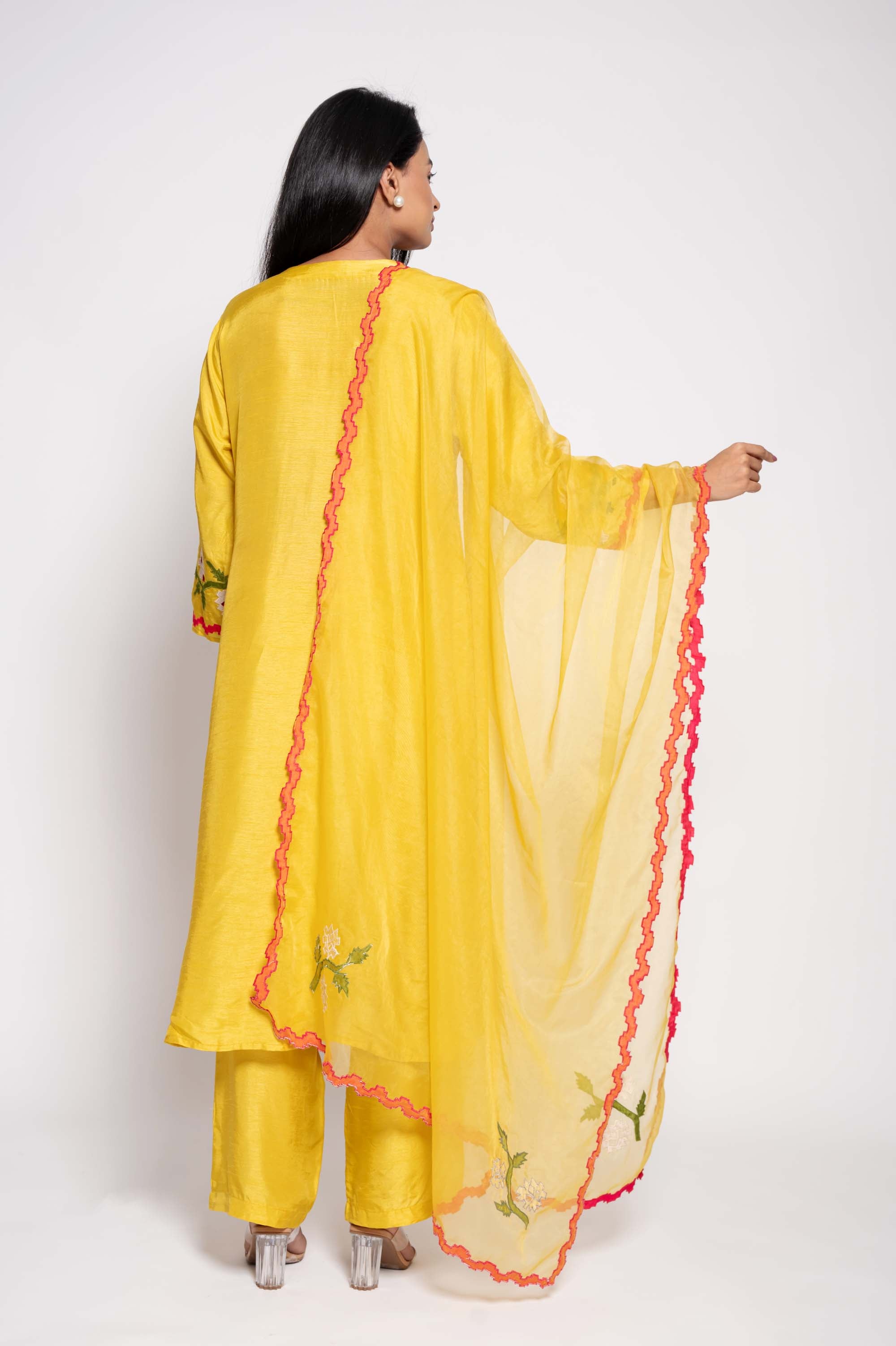 Applique designed Kurtaset & Dupatta