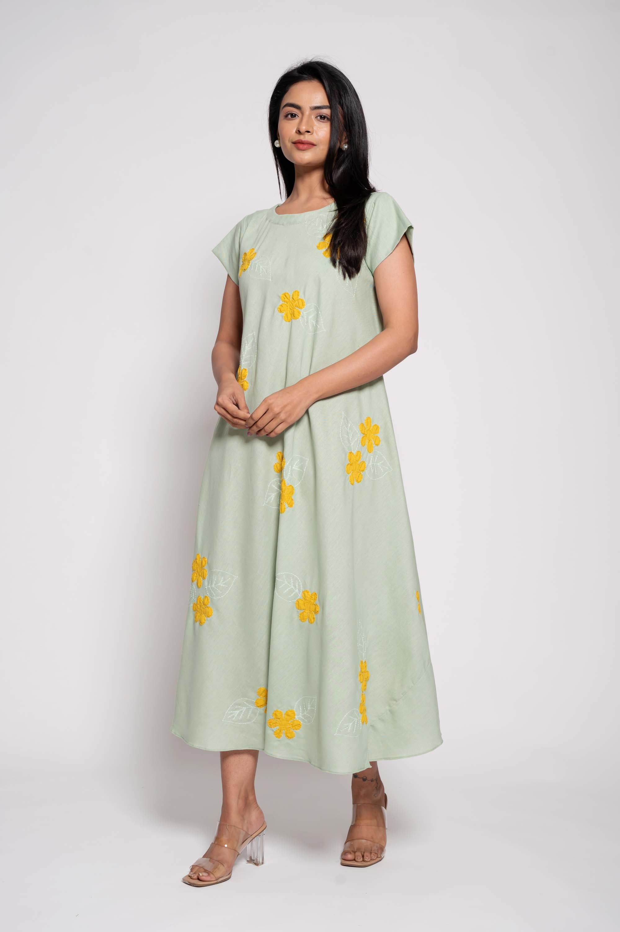 Short Sleeved floral patchwork dress