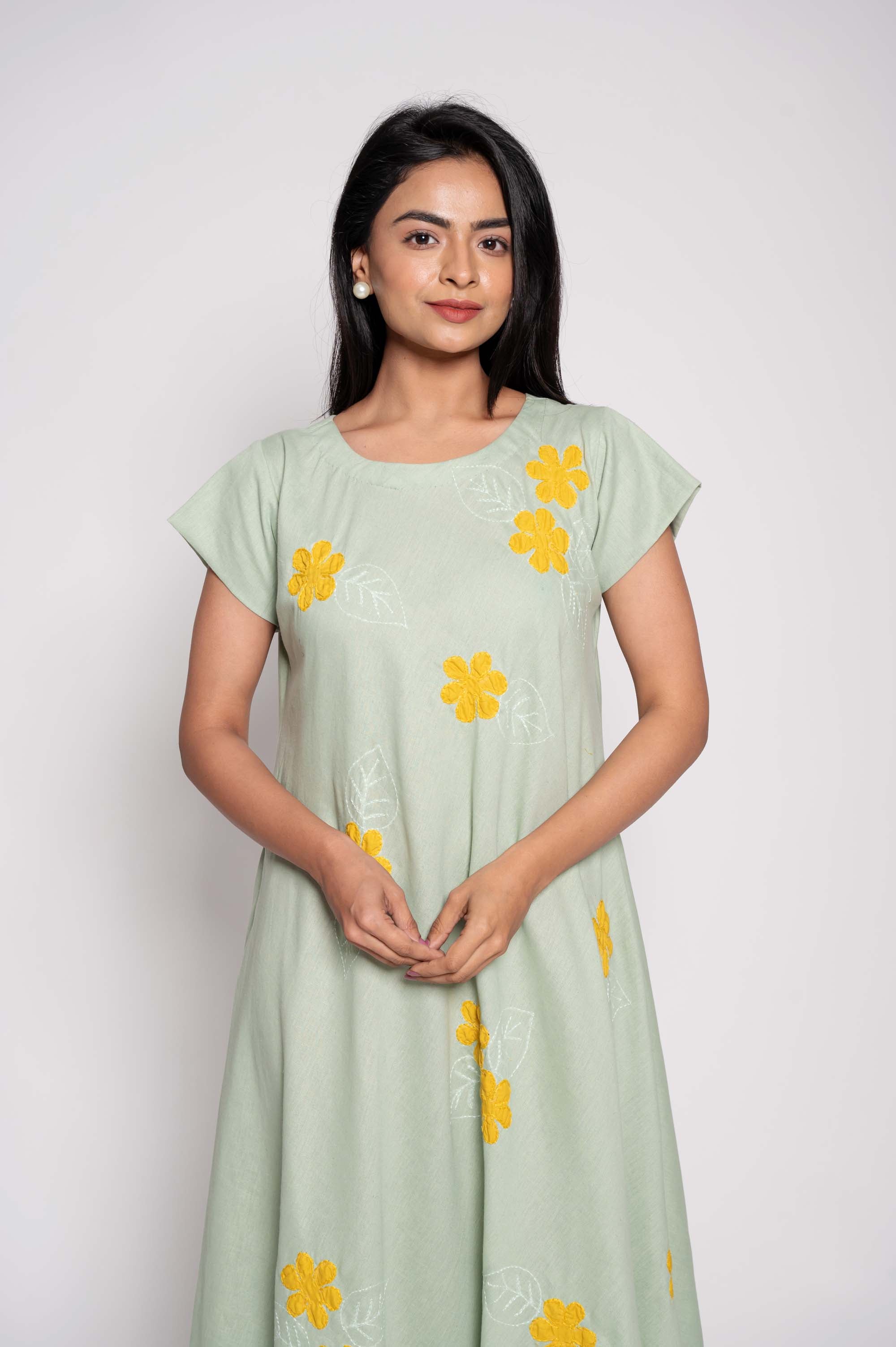 Short Sleeved floral patchwork dress