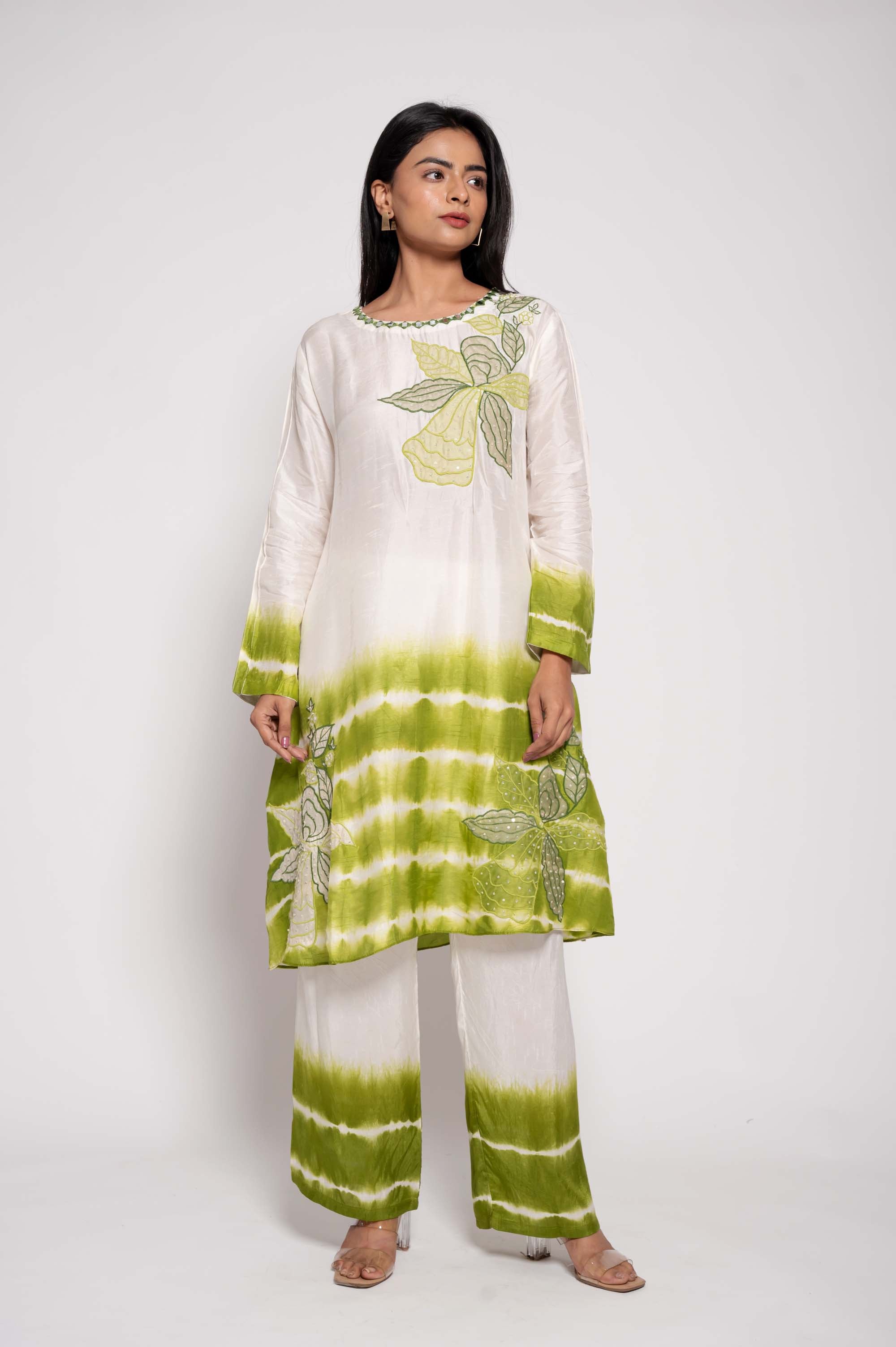 Kurta Set in Tie Dye and Applique work