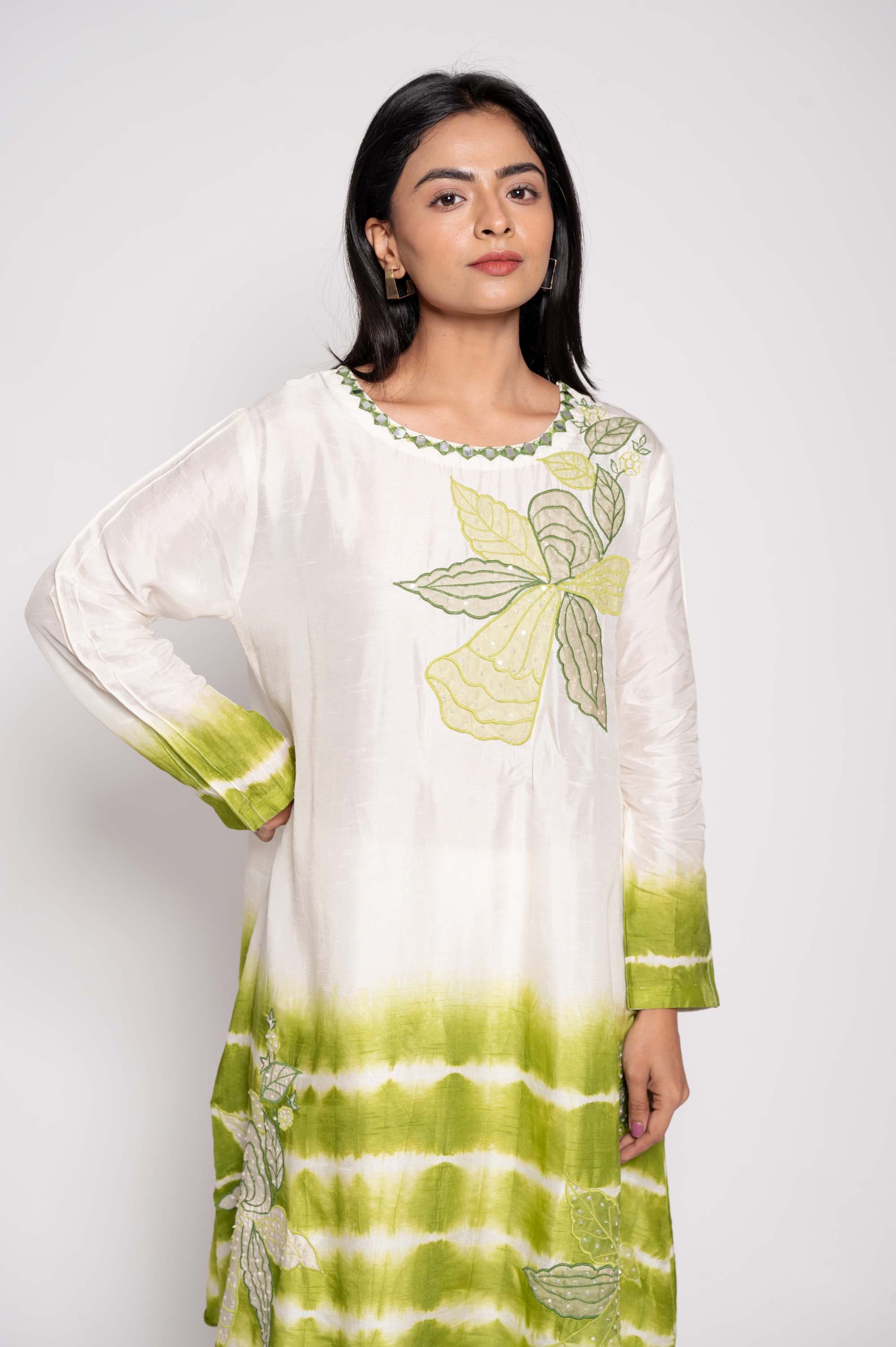 Kurta Set in Tie Dye and Applique work