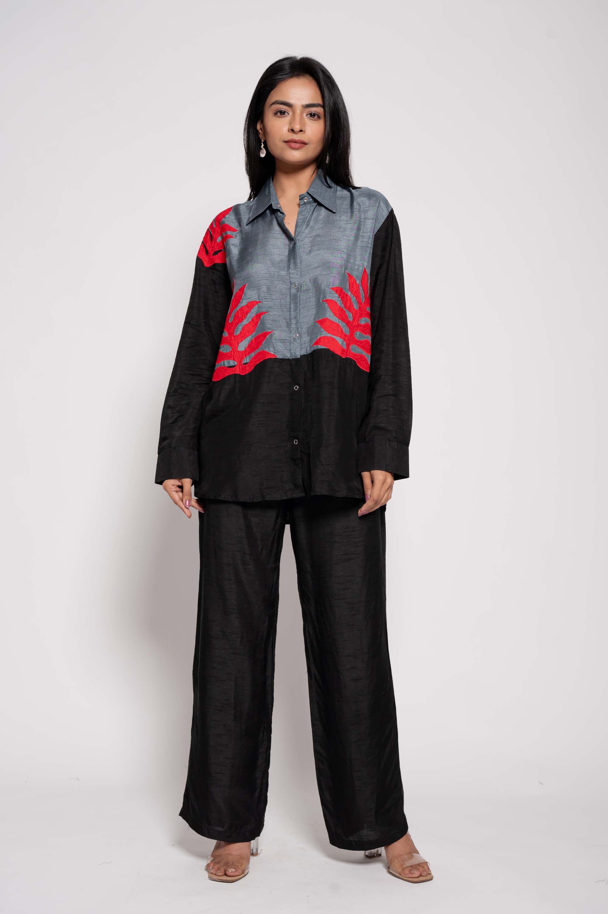 Dual Color Coord with Leaf Patchwork