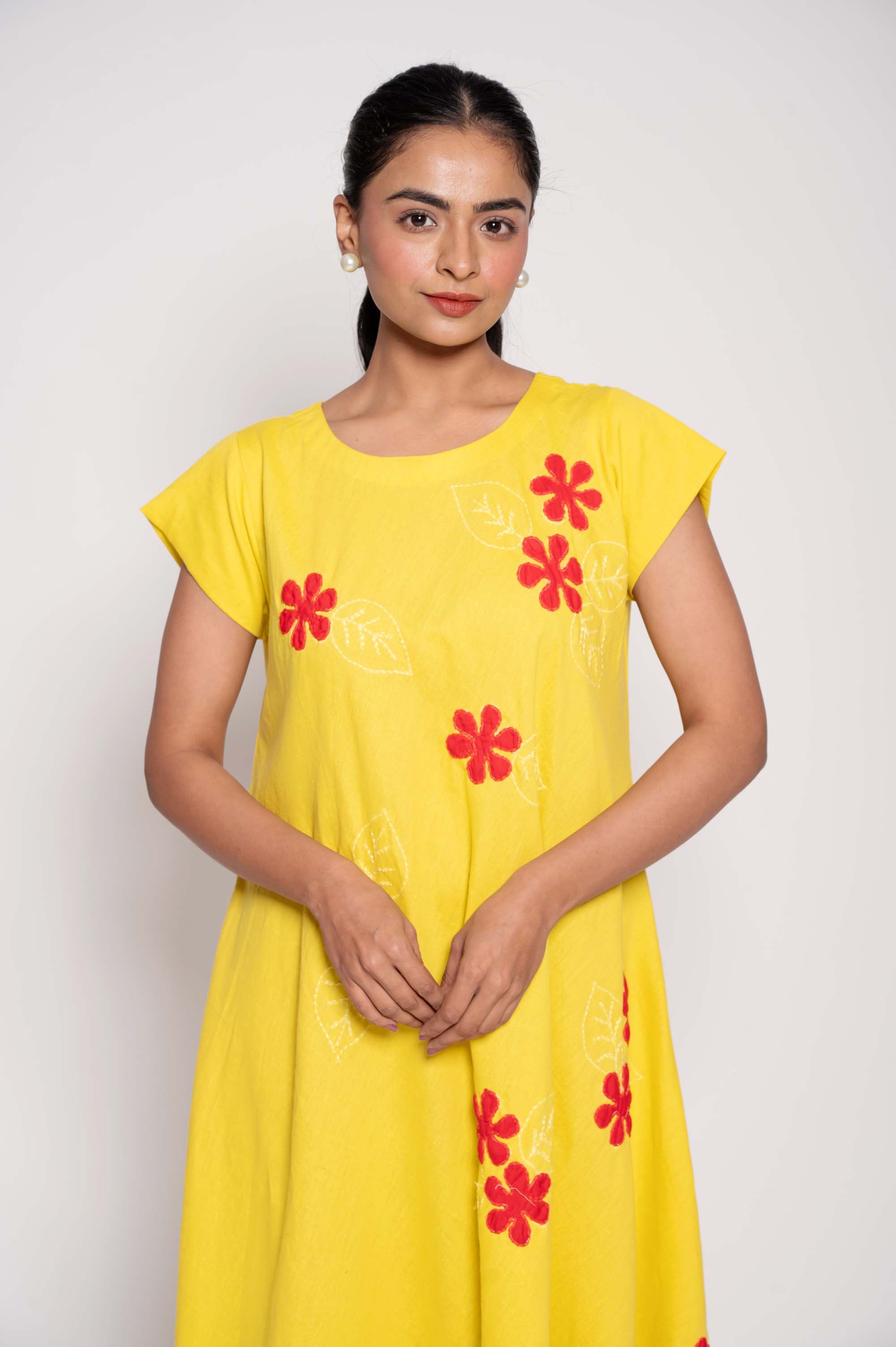 Short Sleeved floral patchwork dress