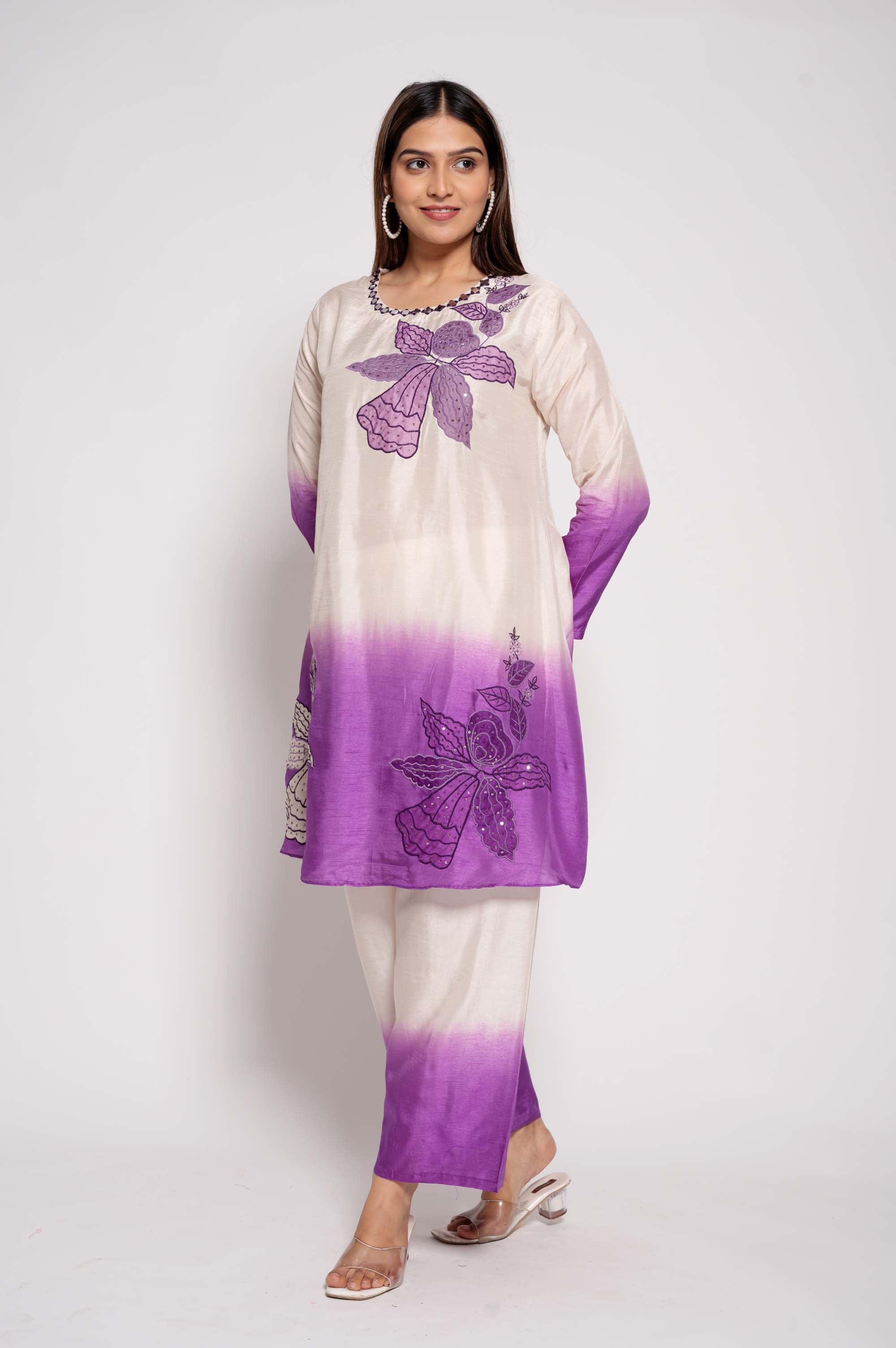 Kurta Set in Tie Dye and Applique work
