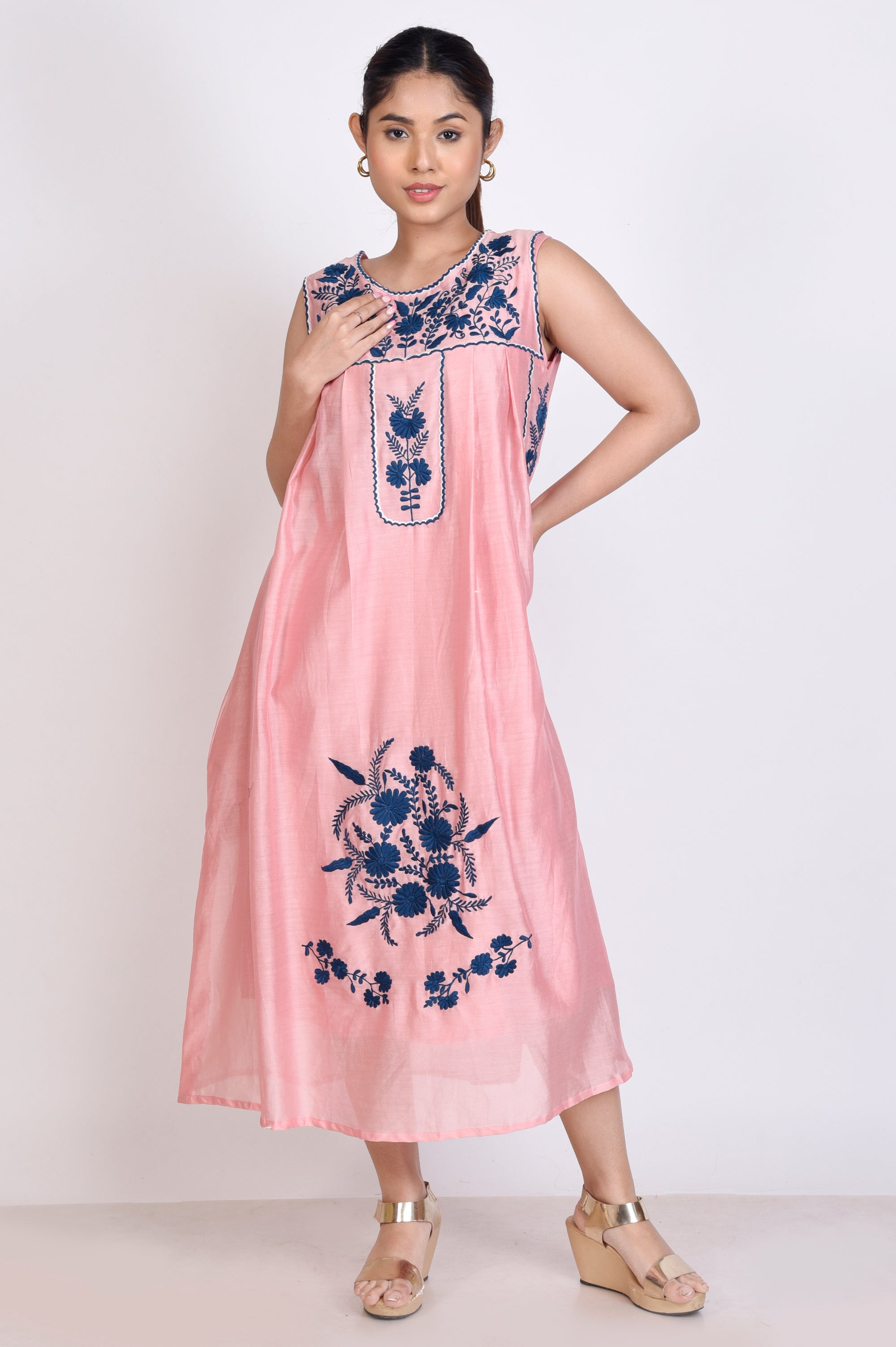 Buy Ankle Length Dress for Women With Thread Work