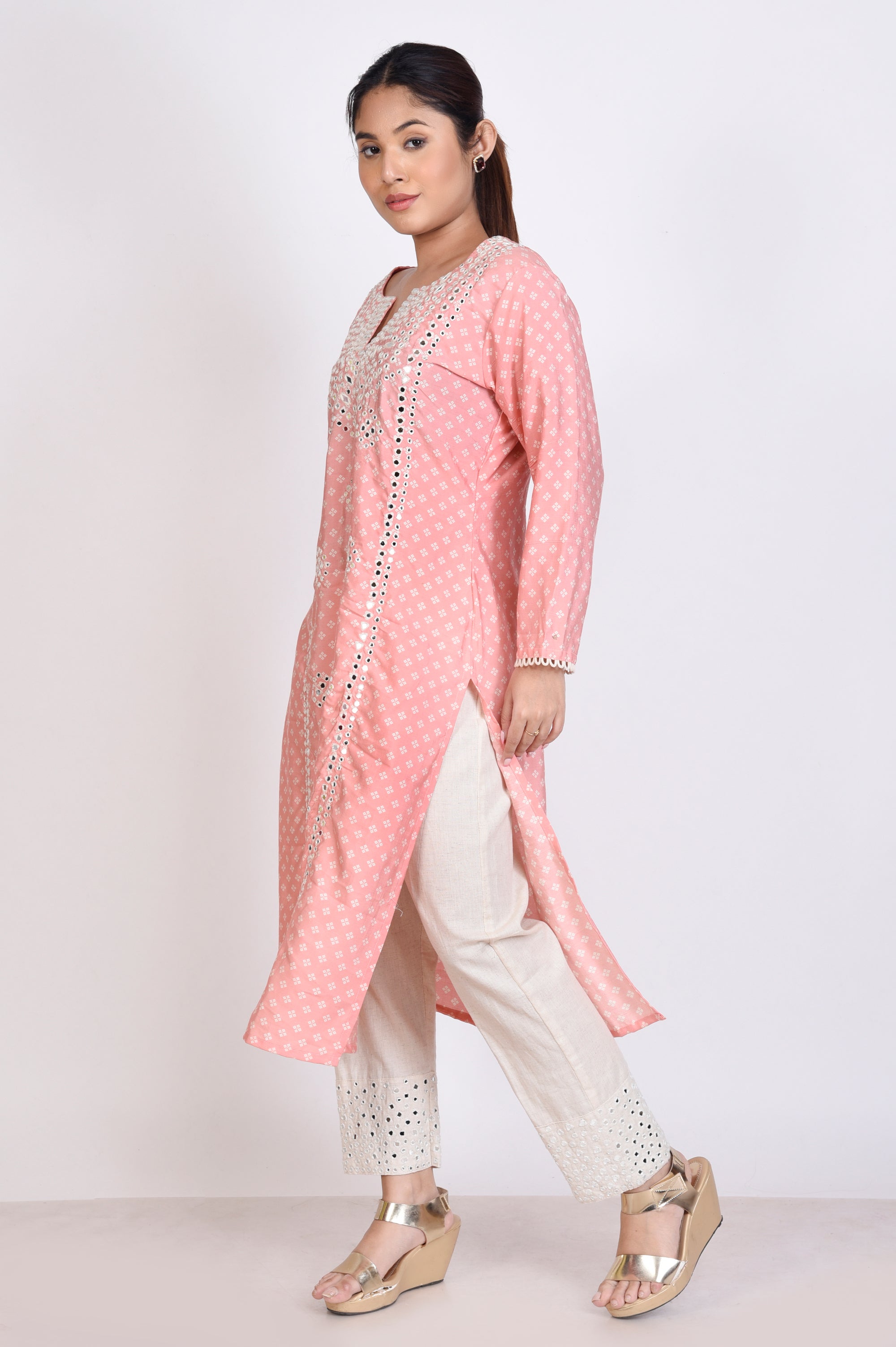 Kurta Pant With Mirrors Work