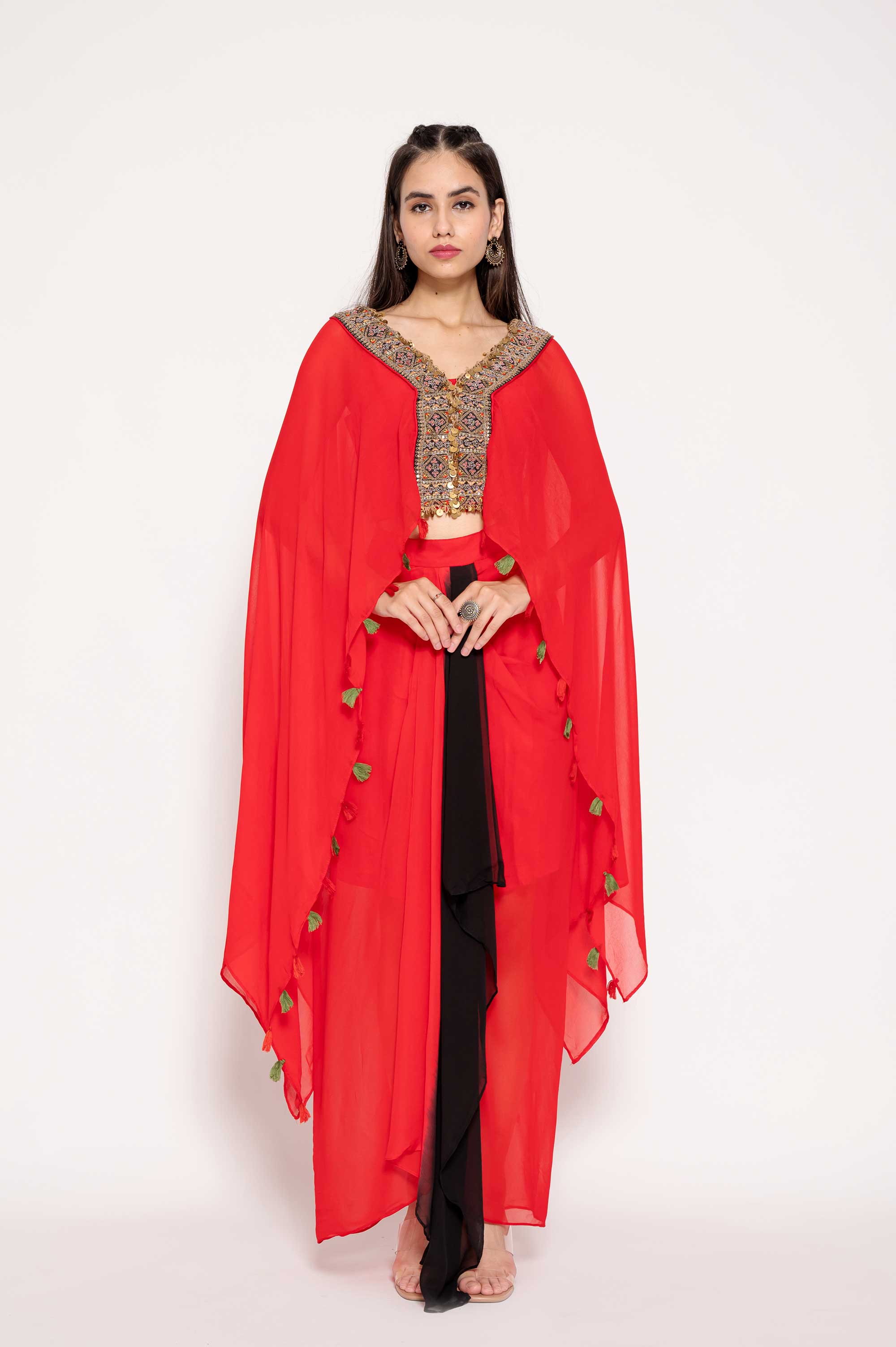 Festive V-Neck  Indowestern Coord