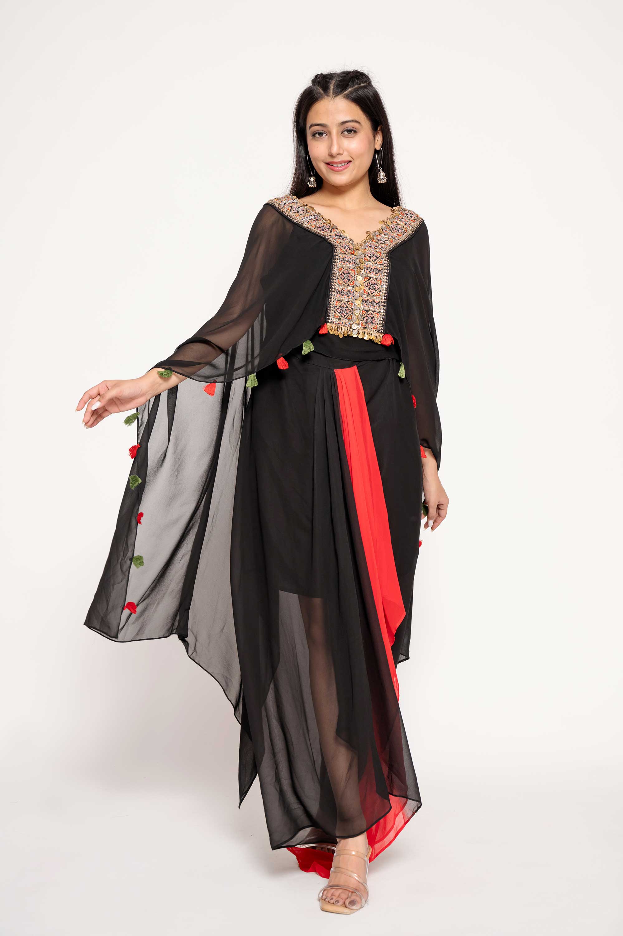 Festive V-Neck  Indowestern Coord