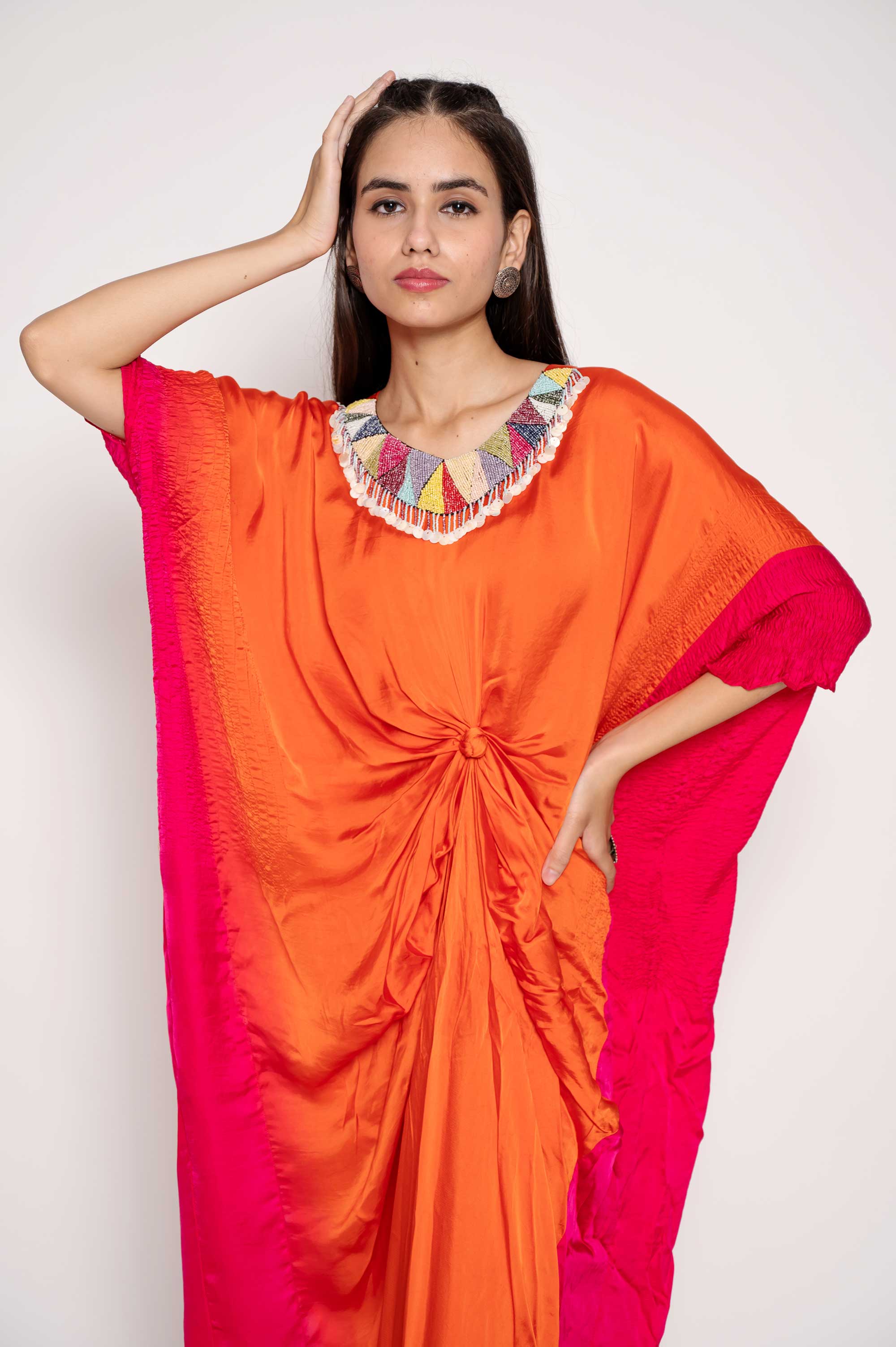 Butterfly-Gown with Beaded neckpiece Design
